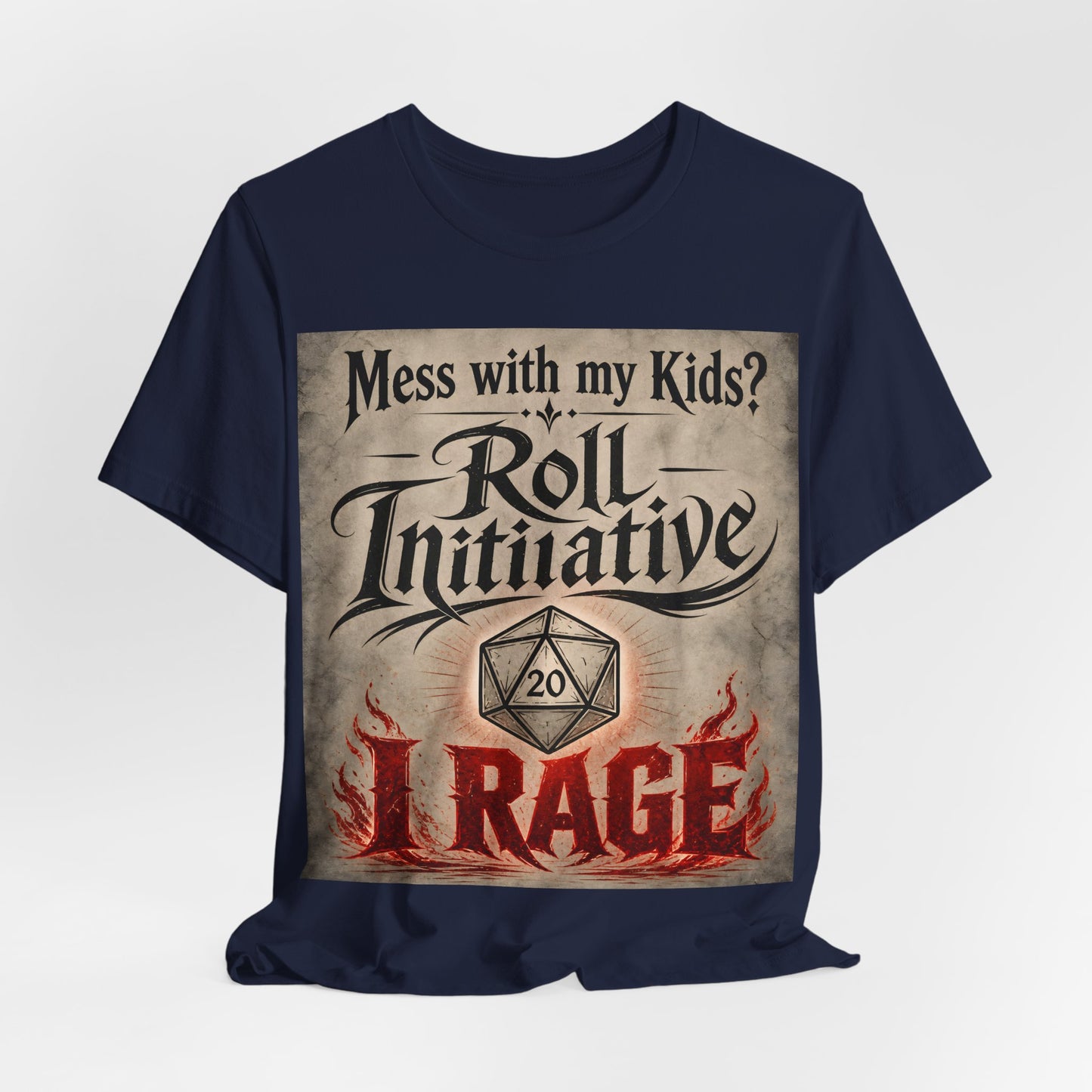 Mess With My Kids Roll Initiative I Rage Shirt | Funny TTRPG Dad Mom Tee | Tabletop RPG Parent Gift | D20 Barbarian Dice Tshirt