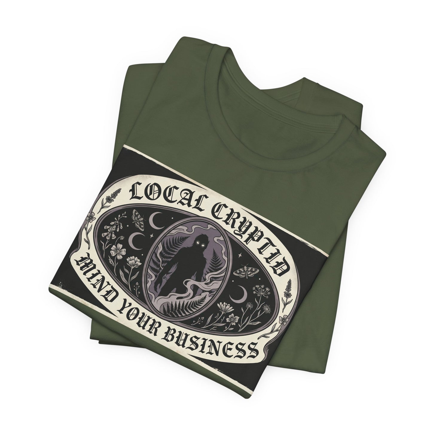 Local Cryptid Mind Your Business Shirt | Funny Goth Introvert Tee | Weird Girl Aesthetic Gift | Cryptid Sighting Vintage Poster Style