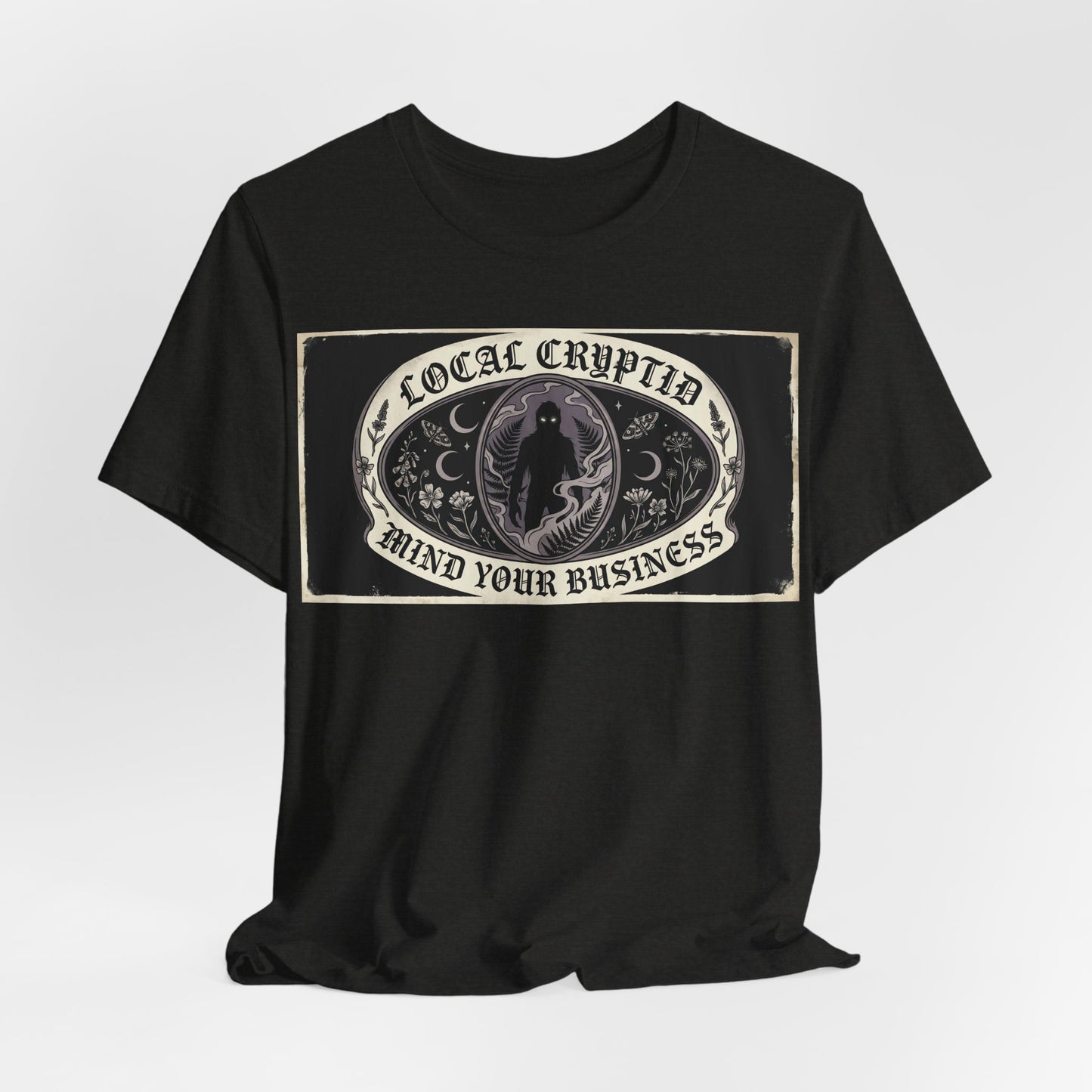 Local Cryptid Mind Your Business Shirt | Funny Goth Introvert Tee | Weird Girl Aesthetic Gift | Cryptid Sighting Vintage Poster Style