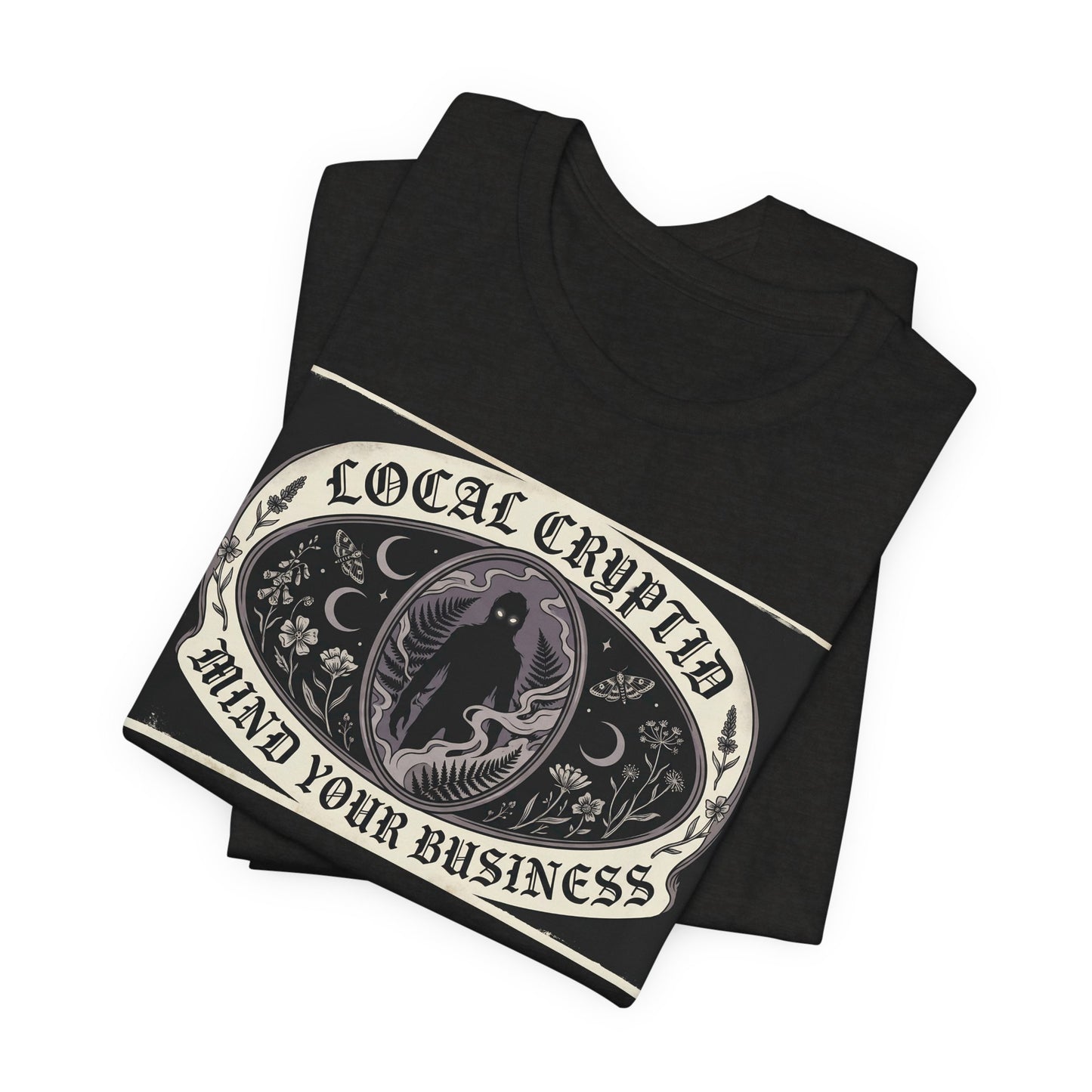 Local Cryptid Mind Your Business Shirt | Funny Goth Introvert Tee | Weird Girl Aesthetic Gift | Cryptid Sighting Vintage Poster Style
