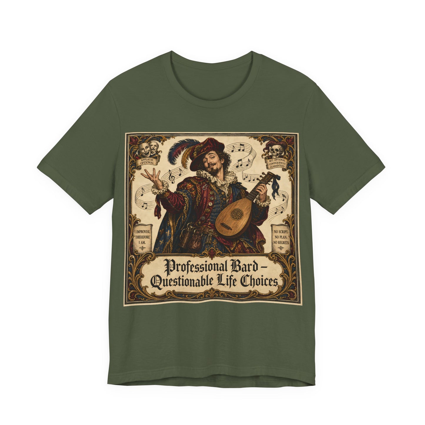 Professional Bard Questionable Life Choices Shirt | Funny Renaissance Faire Tee | TTRPG Bard Gift | Chaotic Charisma Ren Faire Tshirt