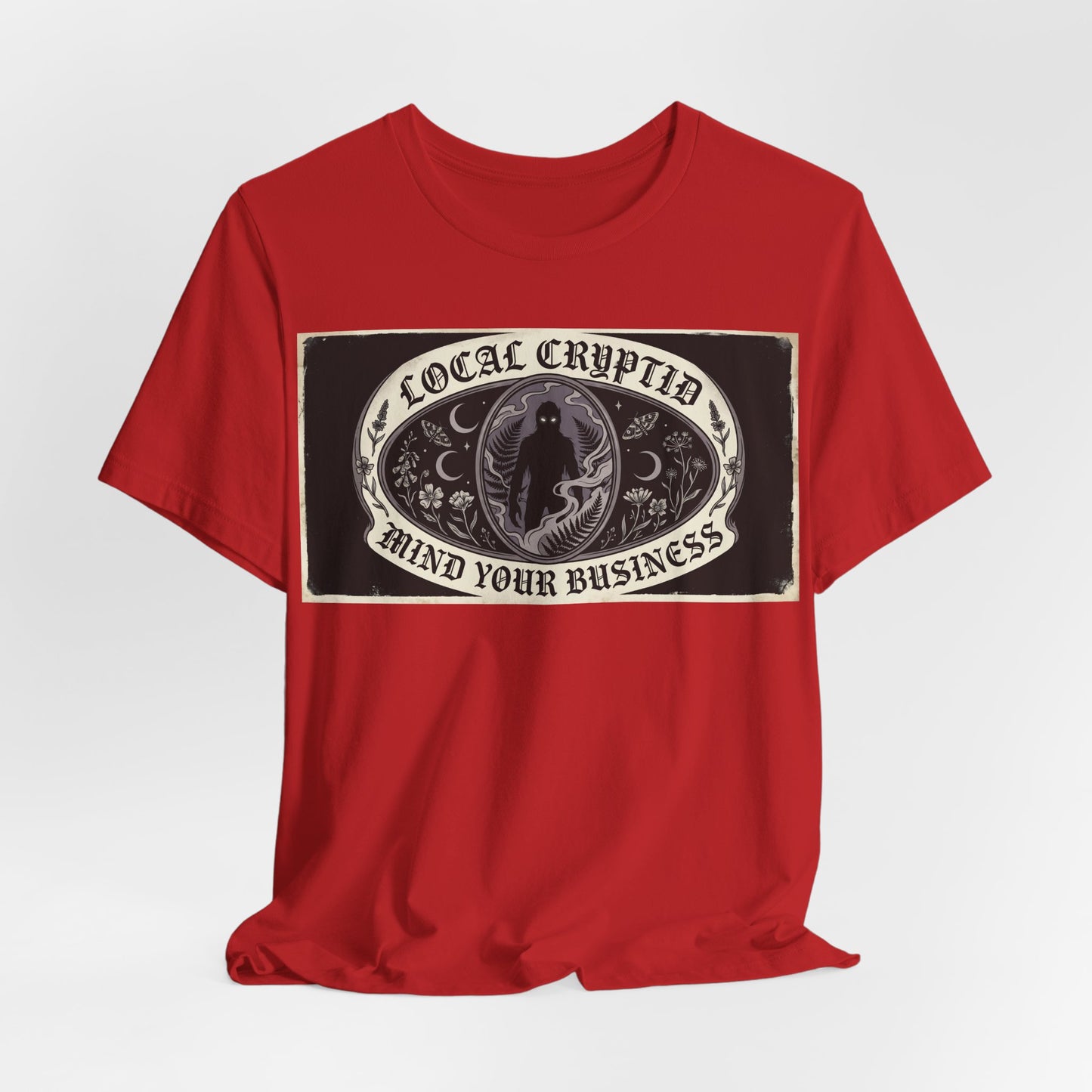 Local Cryptid Mind Your Business Shirt | Funny Goth Introvert Tee | Weird Girl Aesthetic Gift | Cryptid Sighting Vintage Poster Style