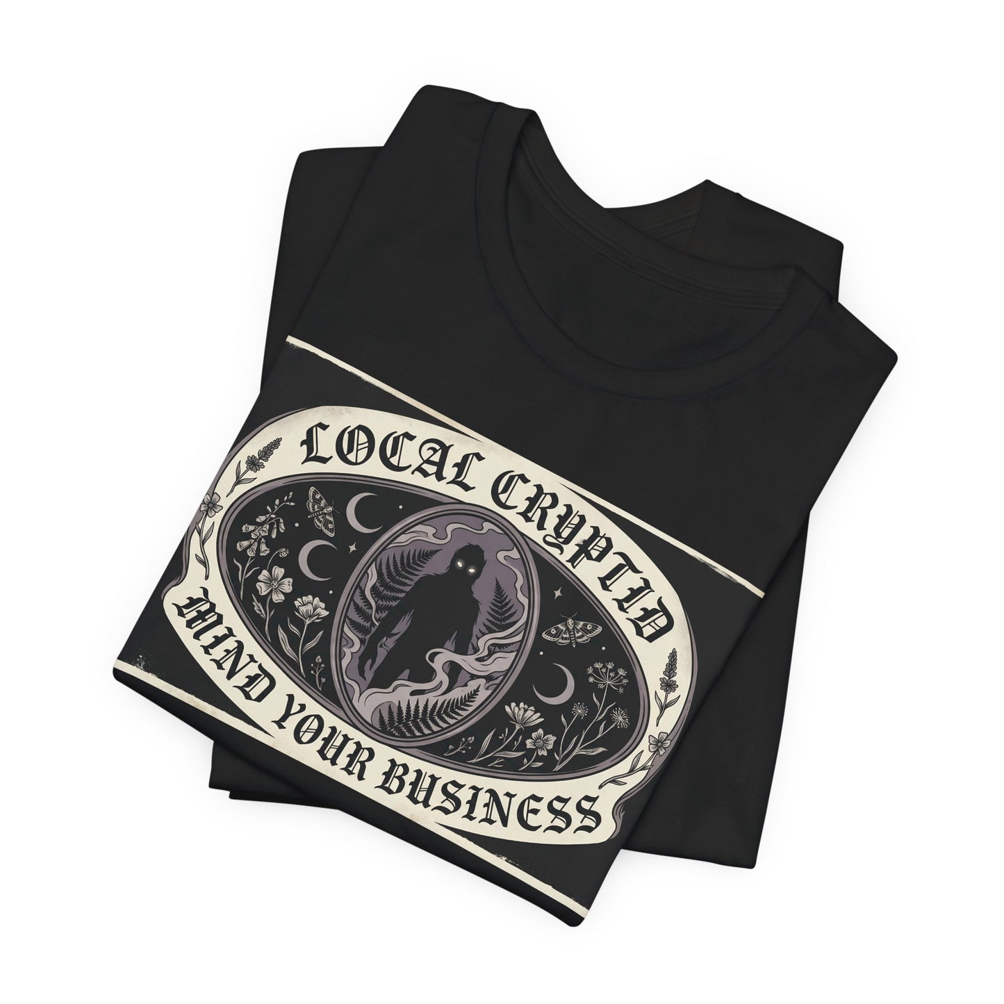 Local Cryptid Mind Your Business Shirt | Funny Goth Introvert Tee | Weird Girl Aesthetic Gift | Cryptid Sighting Vintage Poster Style