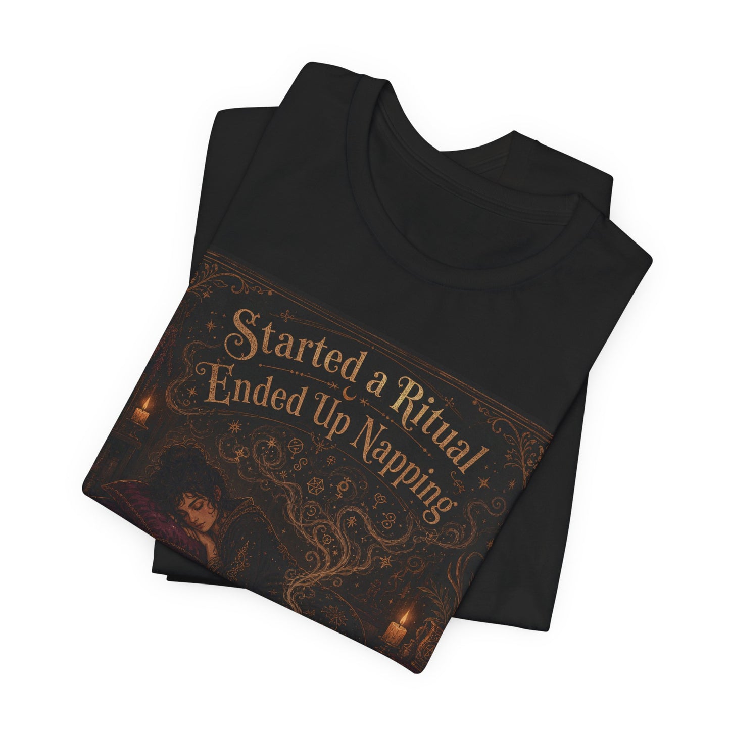 Started a Ritual Ended Up Napping Shirt | Funny Pagan Witch Tee | Tired Spiritual Practitioner Gift | Meditation Sleepy Witchcraft
