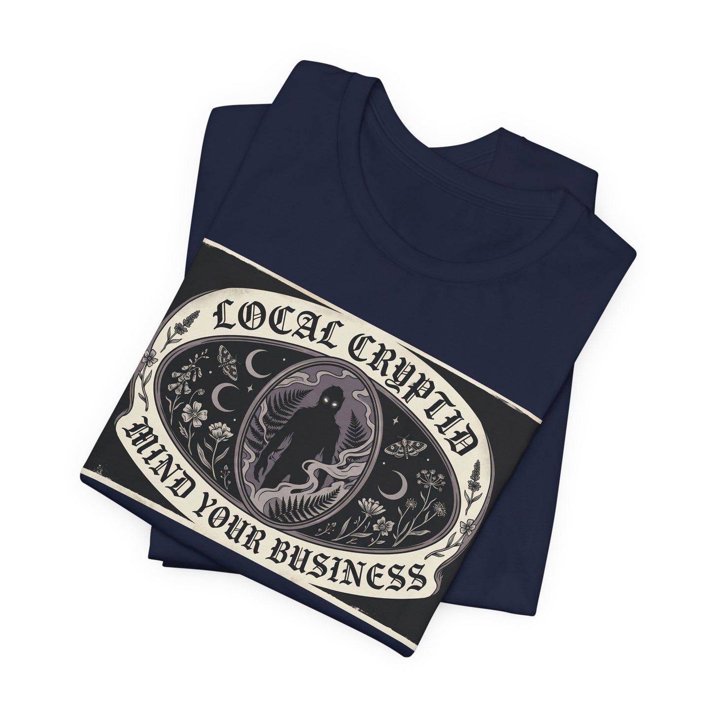 Local Cryptid Mind Your Business Shirt | Funny Goth Introvert Tee | Weird Girl Aesthetic Gift | Cryptid Sighting Vintage Poster Style