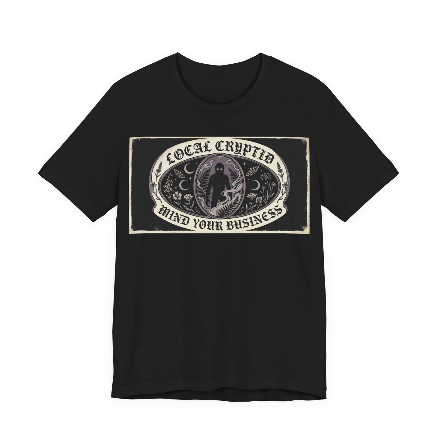 Local Cryptid Mind Your Business Shirt | Funny Goth Introvert Tee | Weird Girl Aesthetic Gift | Cryptid Sighting Vintage Poster Style