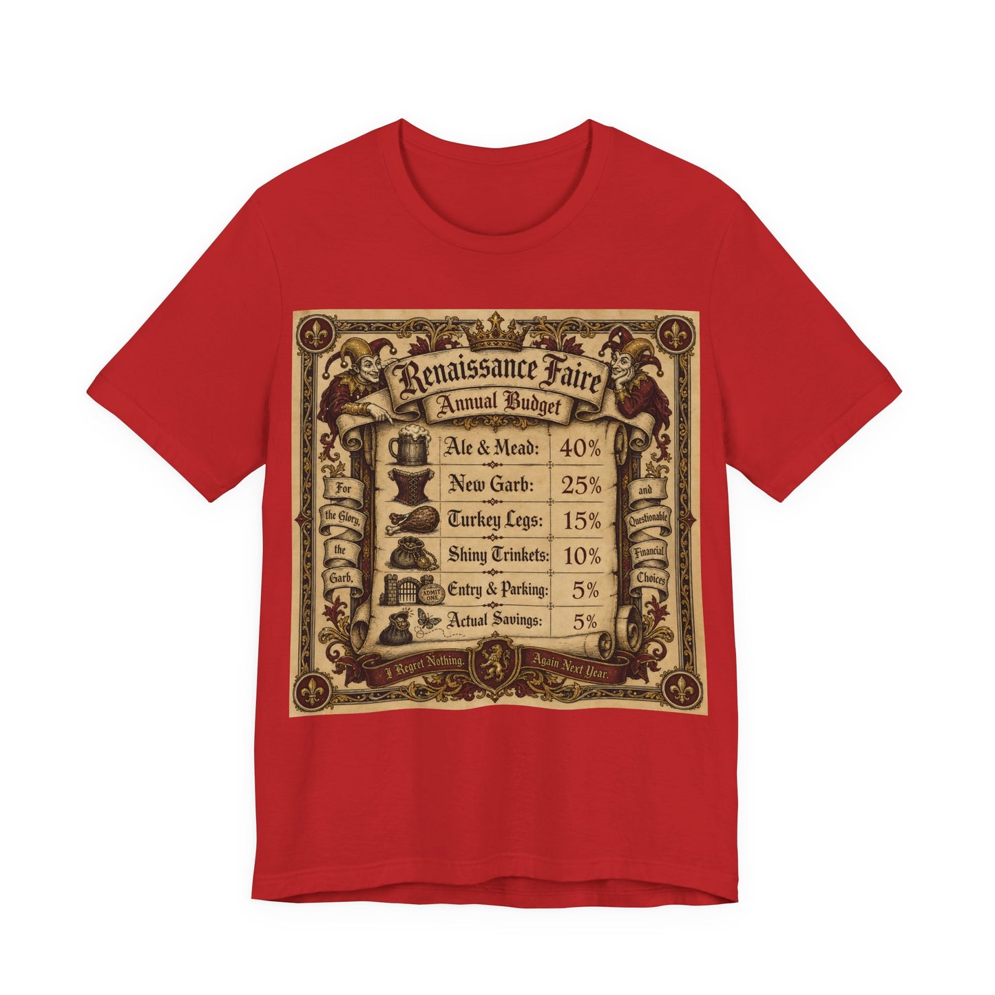 Renaissance Faire Annual Budget Shirt | Funny Ren Faire Tee | Medieval Festival Gift | Turkey Leg Mead Leather Pouch Therapy Tshirt