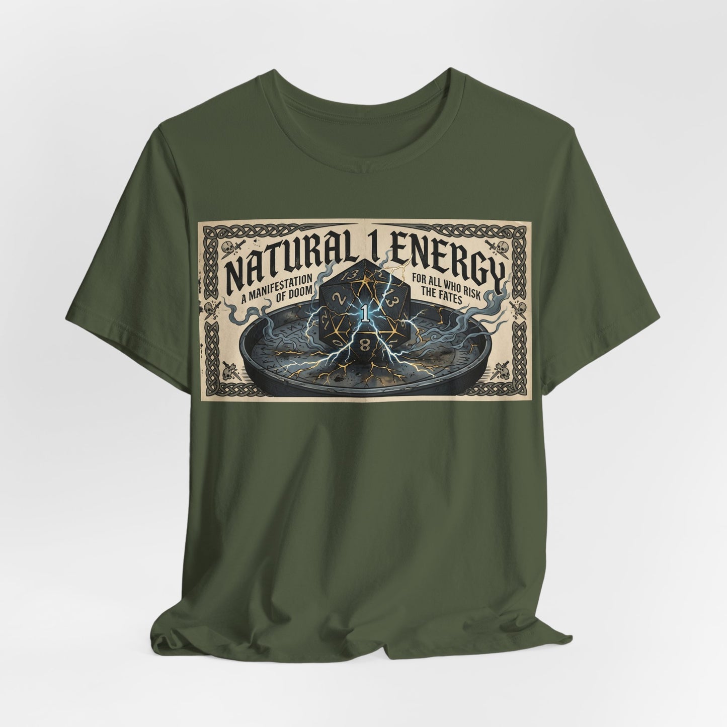 Natural 1 Energy Shirt | Funny TTRPG Gamer Tee | Dice Goblin Gift | Tabletop RPG Critical Fail d20 Bad Roll Nerd Apparel