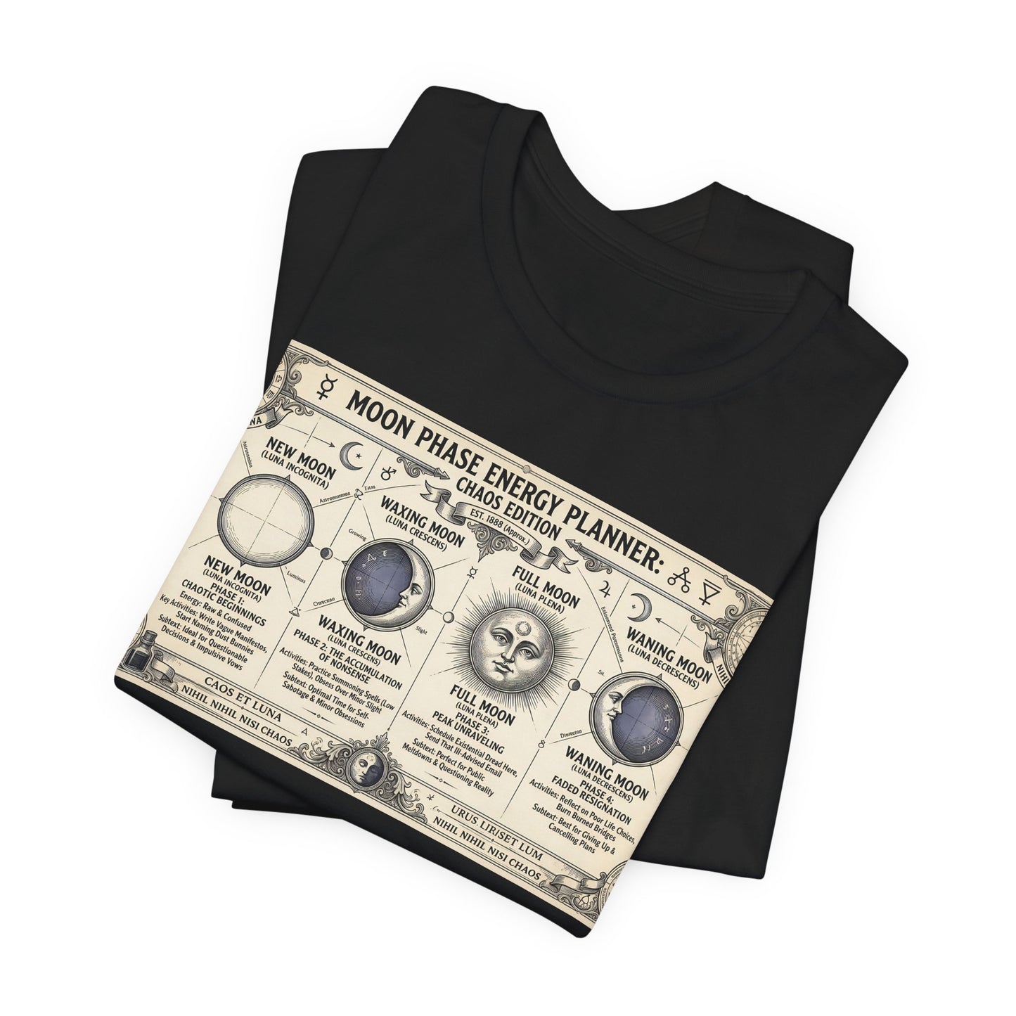 Moon Phase Energy Planner Chaos Edition Shirt | Pagan Witch Life Management Tee | Lunar Cycle Astrology Gift | Witchy Planner Tshirt