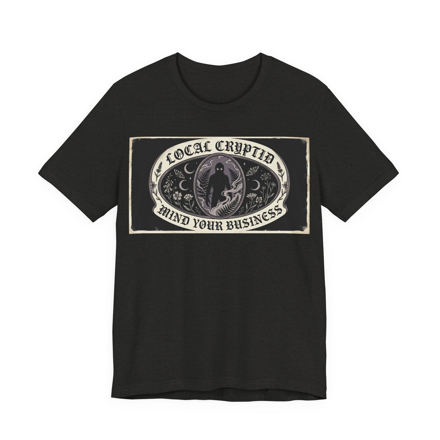Local Cryptid Mind Your Business Shirt | Funny Goth Introvert Tee | Weird Girl Aesthetic Gift | Cryptid Sighting Vintage Poster Style