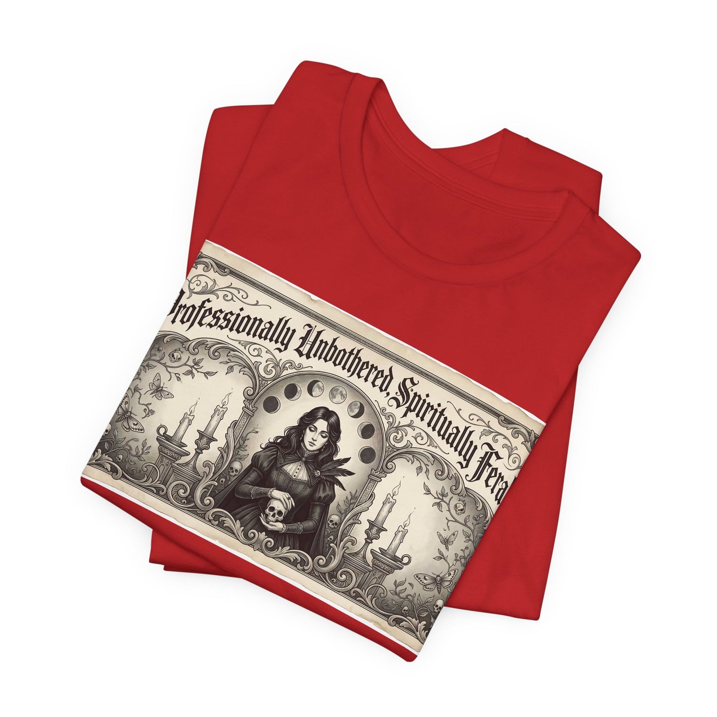 Professionally Unbothered Spiritually Feral Shirt | Funny Goth Witch Tee | Dark Academia Aesthetic Gift | Witchy Occult TTRPG Fashion