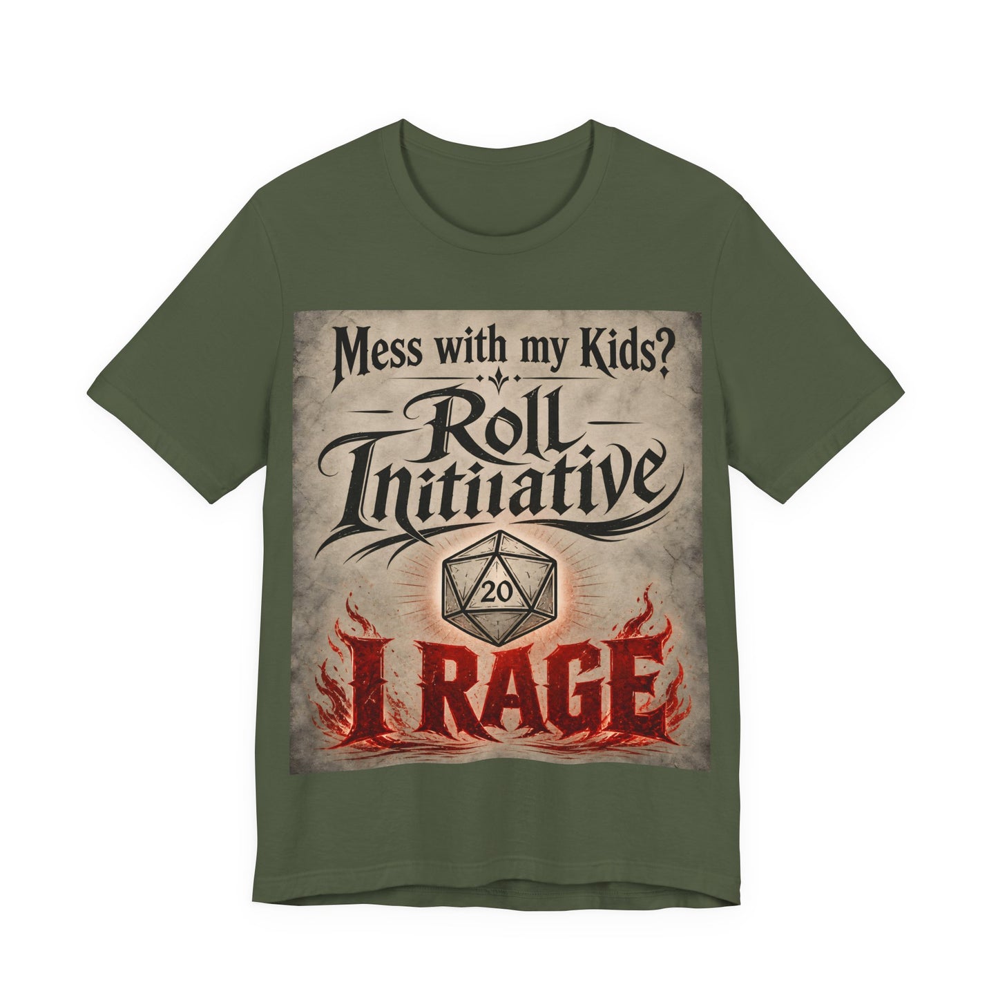 Mess With My Kids Roll Initiative I Rage Shirt | Funny TTRPG Dad Mom Tee | Tabletop RPG Parent Gift | D20 Barbarian Dice Tshirt