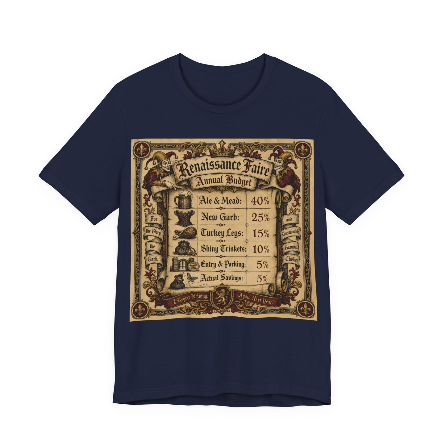 Renaissance Faire Annual Budget Shirt | Funny Ren Faire Tee | Medieval Festival Gift | Turkey Leg Mead Leather Pouch Therapy Tshirt