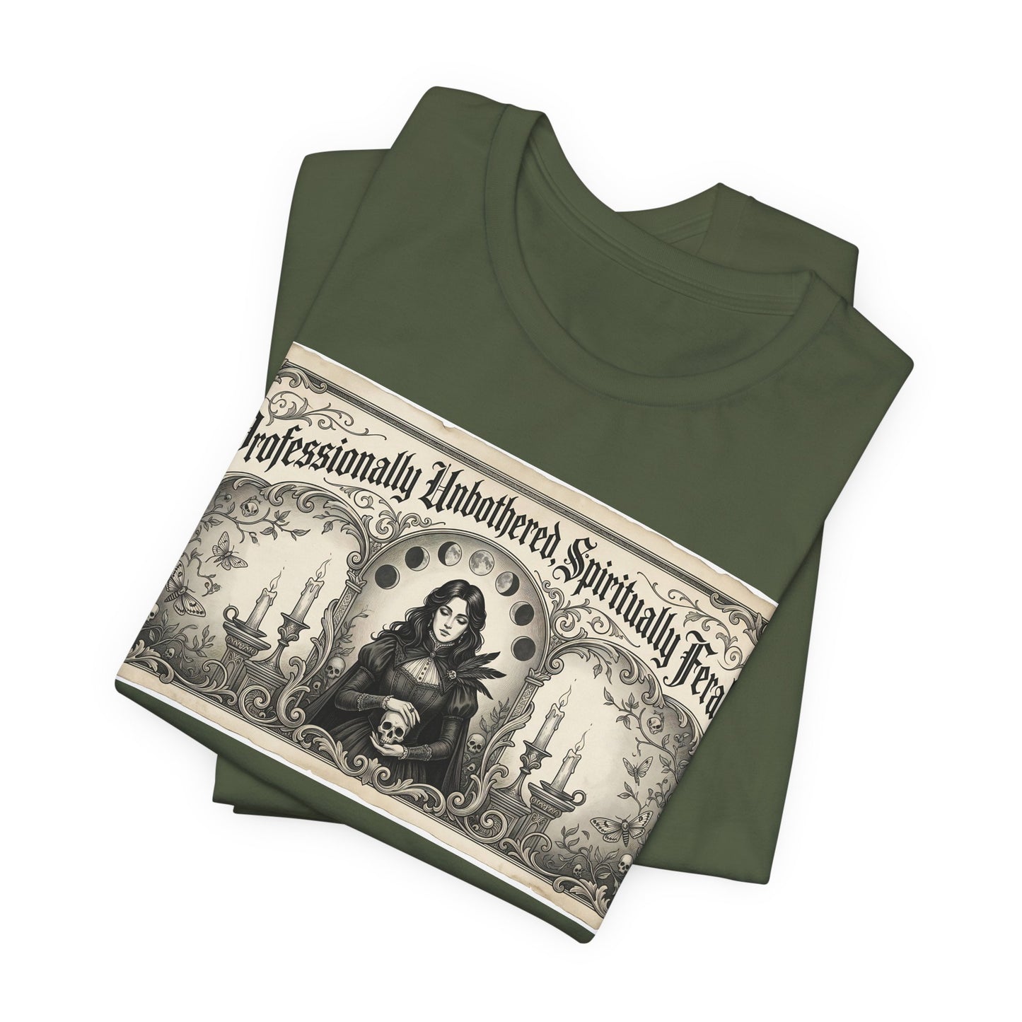 Professionally Unbothered Spiritually Feral Shirt | Funny Goth Witch Tee | Dark Academia Aesthetic Gift | Witchy Occult TTRPG Fashion