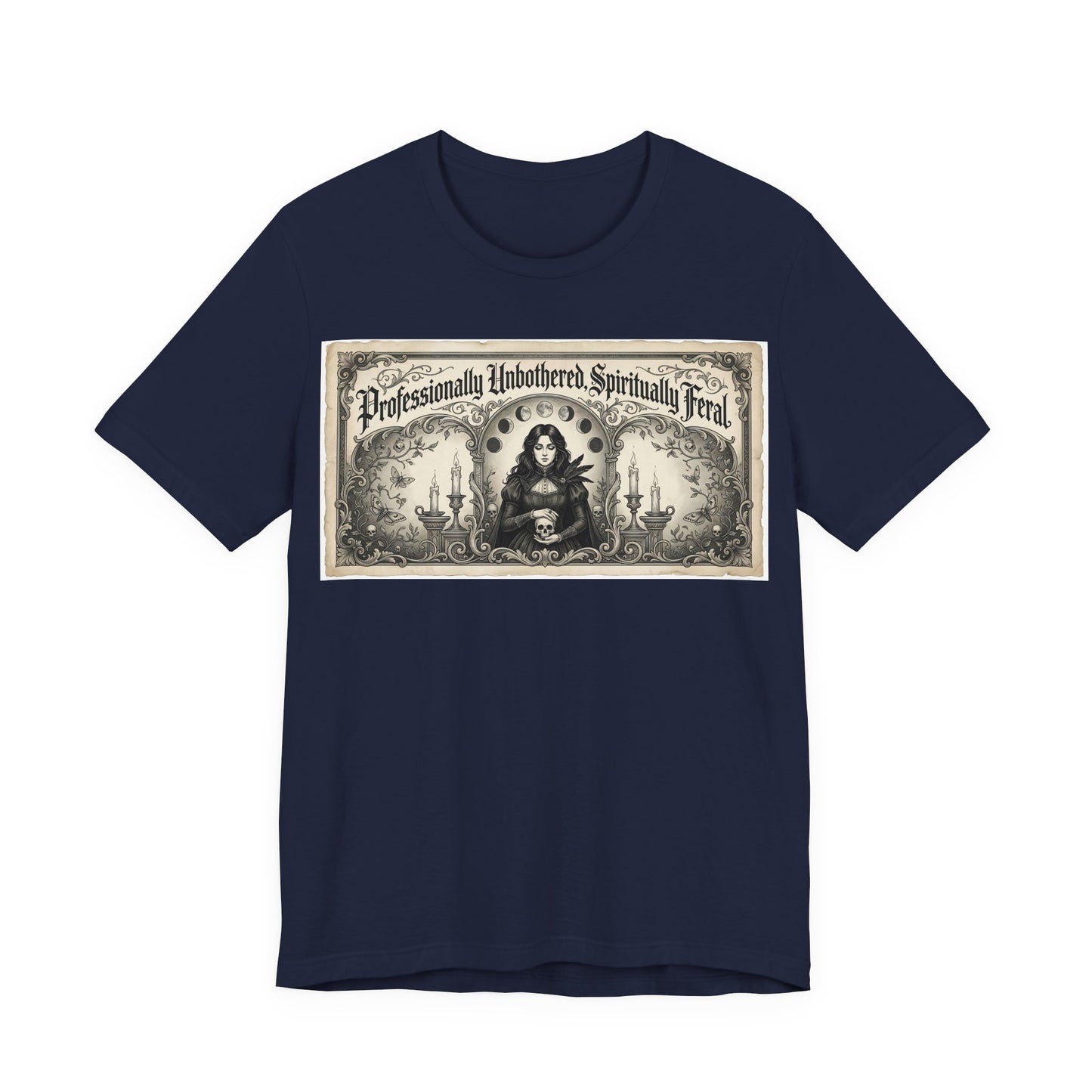 Professionally Unbothered Spiritually Feral Shirt | Funny Goth Witch Tee | Dark Academia Aesthetic Gift | Witchy Occult TTRPG Fashion