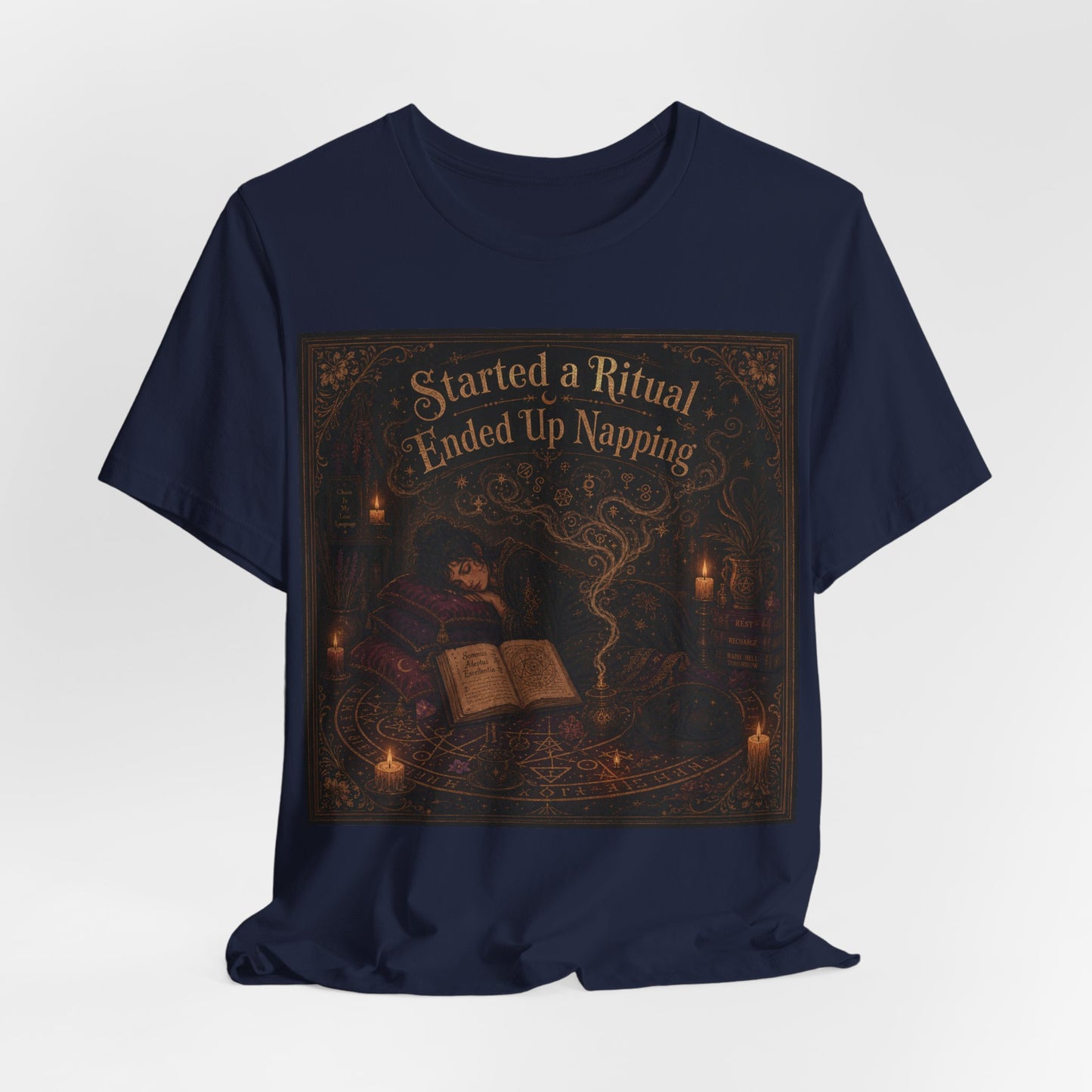 Started a Ritual Ended Up Napping Shirt | Funny Pagan Witch Tee | Tired Spiritual Practitioner Gift | Meditation Sleepy Witchcraft