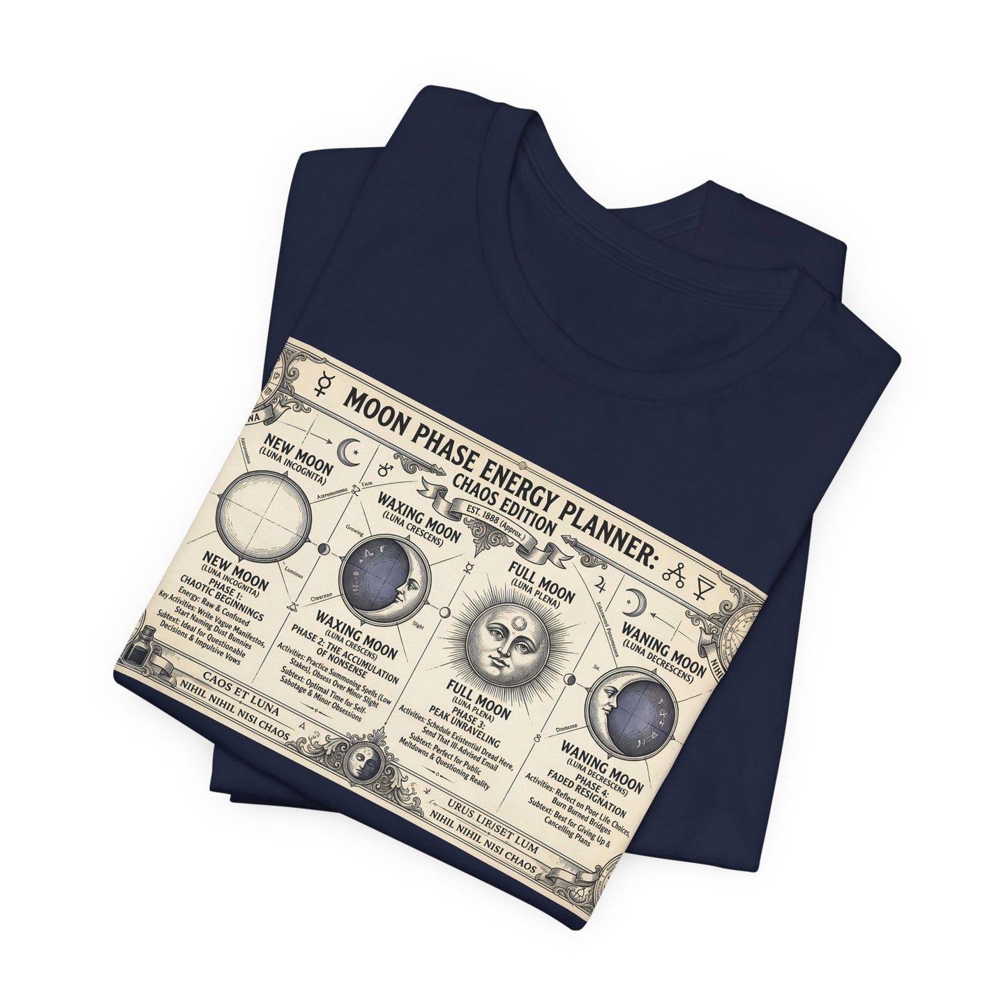 Moon Phase Energy Planner Chaos Edition Shirt | Pagan Witch Life Management Tee | Lunar Cycle Astrology Gift | Witchy Planner Tshirt
