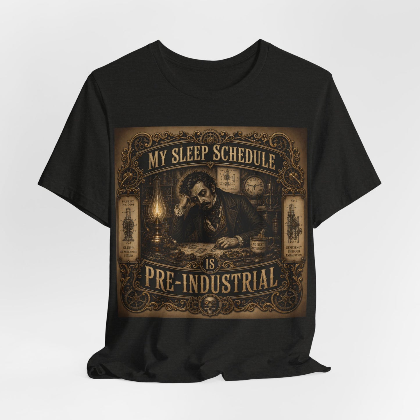 My Sleep Schedule Is Pre-Industrial Shirt | Funny Steampunk Night Owl Tee | Victorian Insomnia Gift | Goth Introvert Pocket Watch