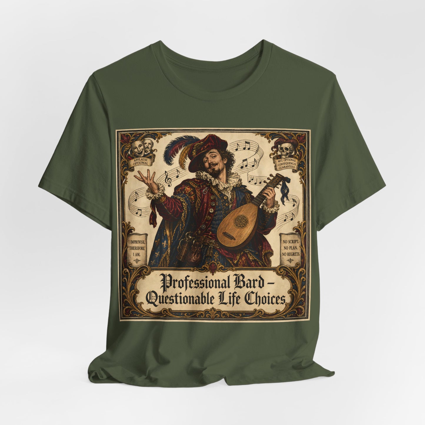 Professional Bard Questionable Life Choices Shirt | Funny Renaissance Faire Tee | TTRPG Bard Gift | Chaotic Charisma Ren Faire Tshirt
