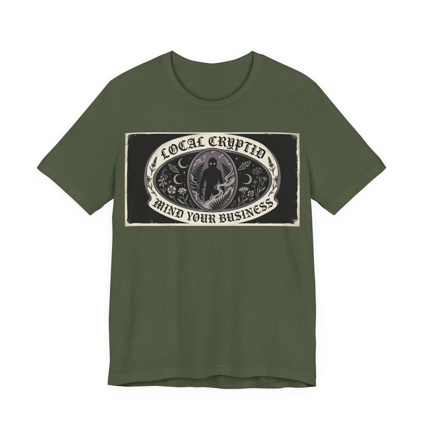 Local Cryptid Mind Your Business Shirt | Funny Goth Introvert Tee | Weird Girl Aesthetic Gift | Cryptid Sighting Vintage Poster Style