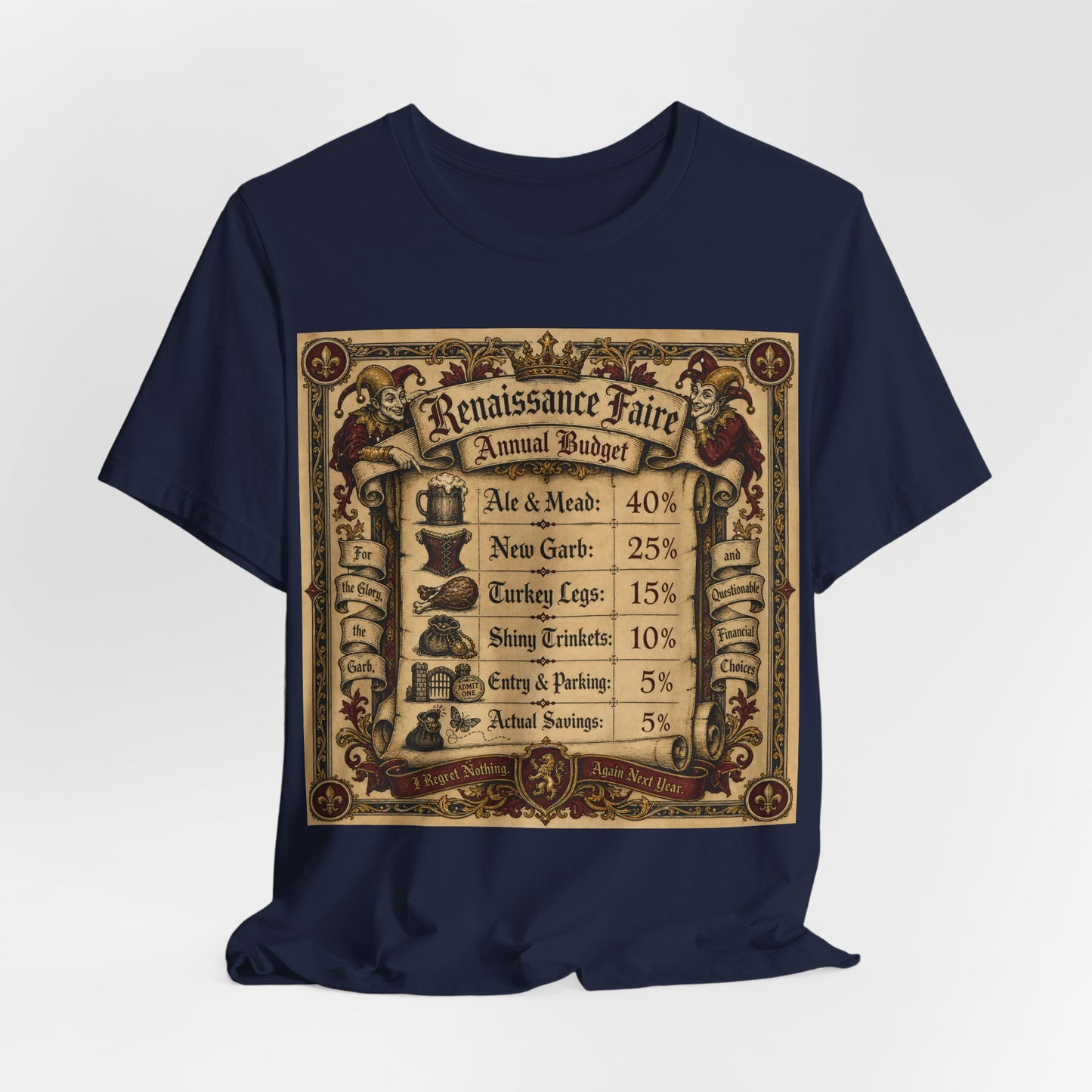 Renaissance Faire Annual Budget Shirt | Funny Ren Faire Tee | Medieval Festival Gift | Turkey Leg Mead Leather Pouch Therapy Tshirt