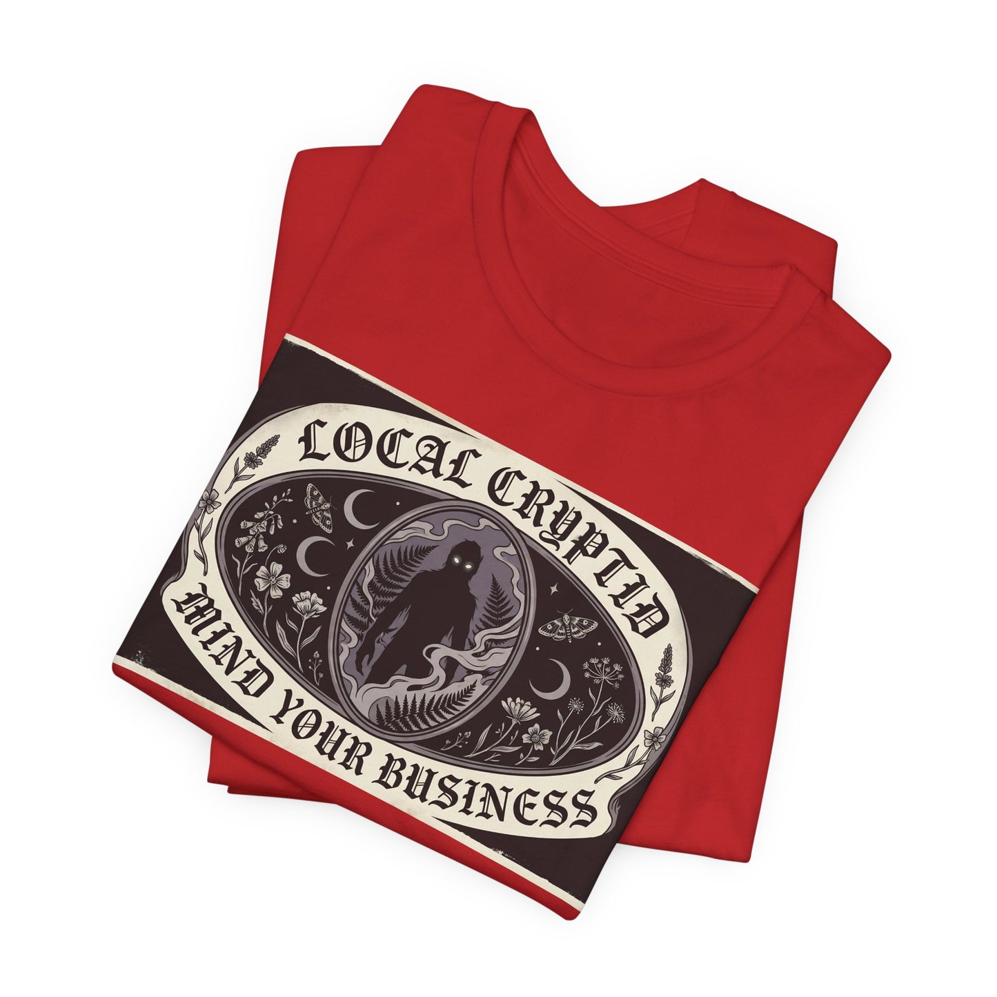 Local Cryptid Mind Your Business Shirt | Funny Goth Introvert Tee | Weird Girl Aesthetic Gift | Cryptid Sighting Vintage Poster Style