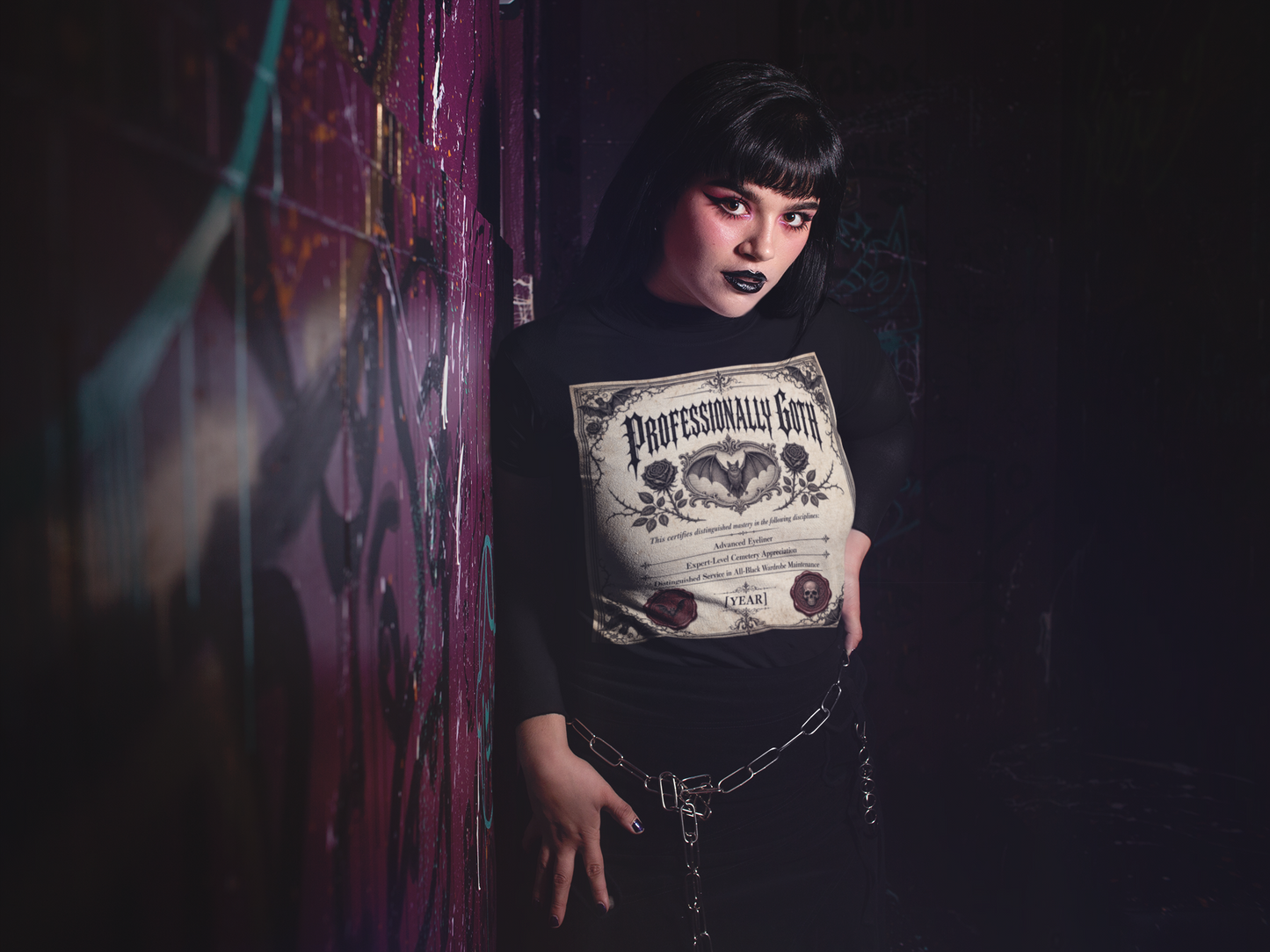 Sarcasm & Sundry Professionally Goth Since Year Unisex T-Shirt | Funny Goth Dark Humor Tee