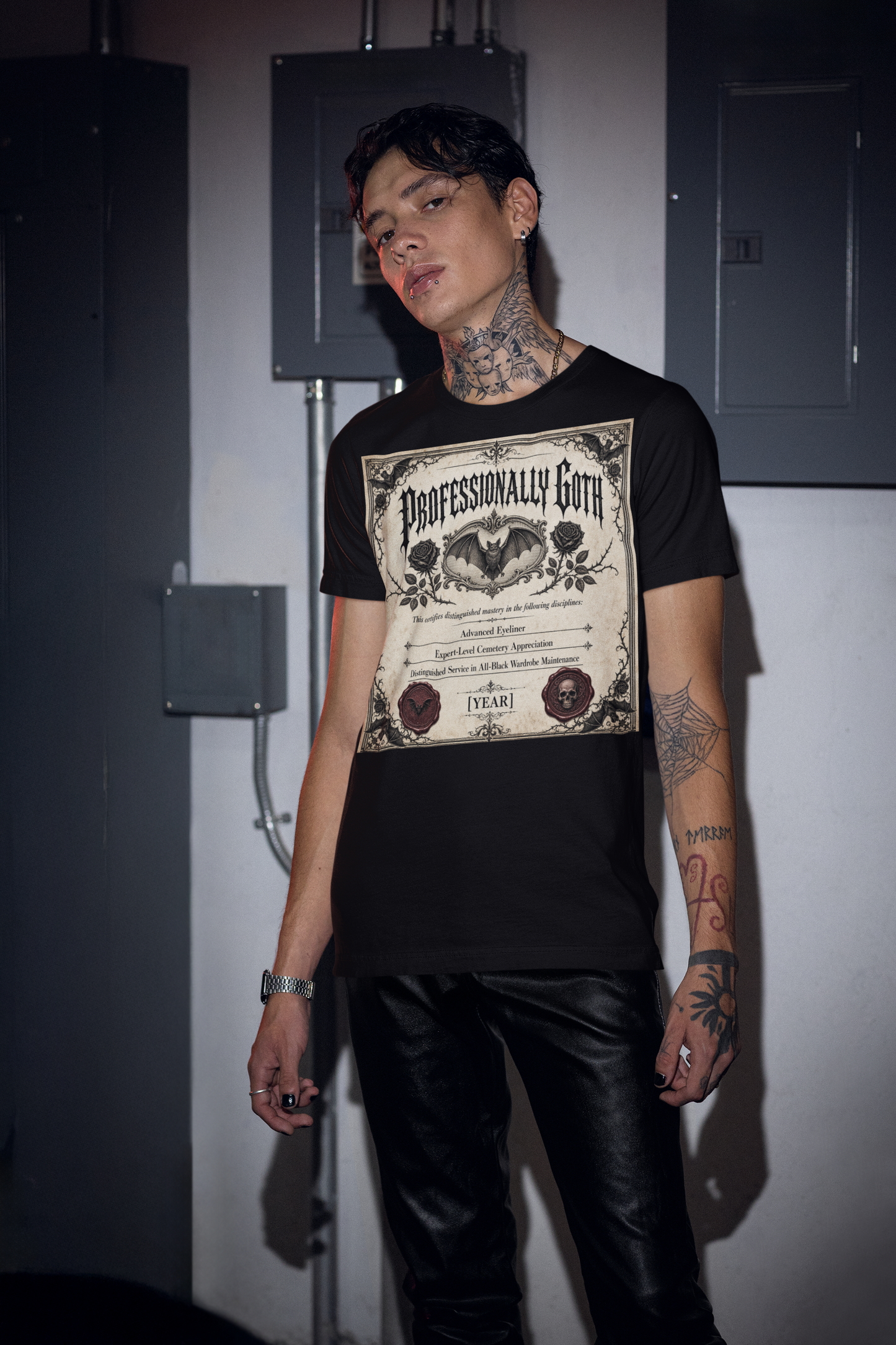 Sarcasm & Sundry Professionally Goth Since Year Unisex T-Shirt | Funny Goth Dark Humor Tee