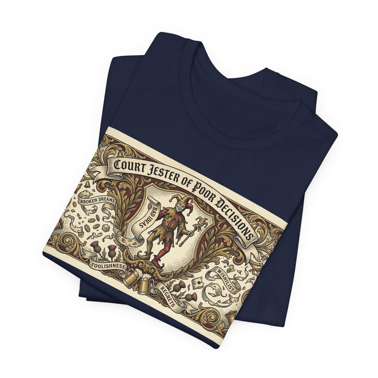 Court Jester of Poor Decisions Shirt | Renaissance Faire Tee | Ren Faire Gift | Medieval Humor Vintage Heraldic Tshirt