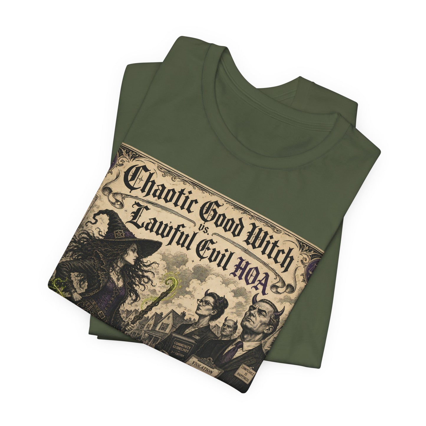 Chaotic Good Witch Lawful Evil HOA Shirt | Funny Pagan Alignment Tee | Witchcraft vs Homeowners Association Gift | TTRPG Witch Clothing