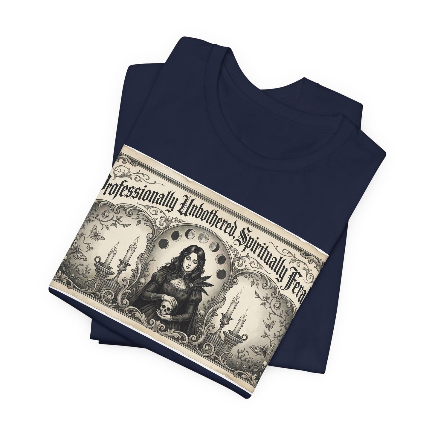 Professionally Unbothered Spiritually Feral Shirt | Funny Goth Witch Tee | Dark Academia Aesthetic Gift | Witchy Occult TTRPG Fashion
