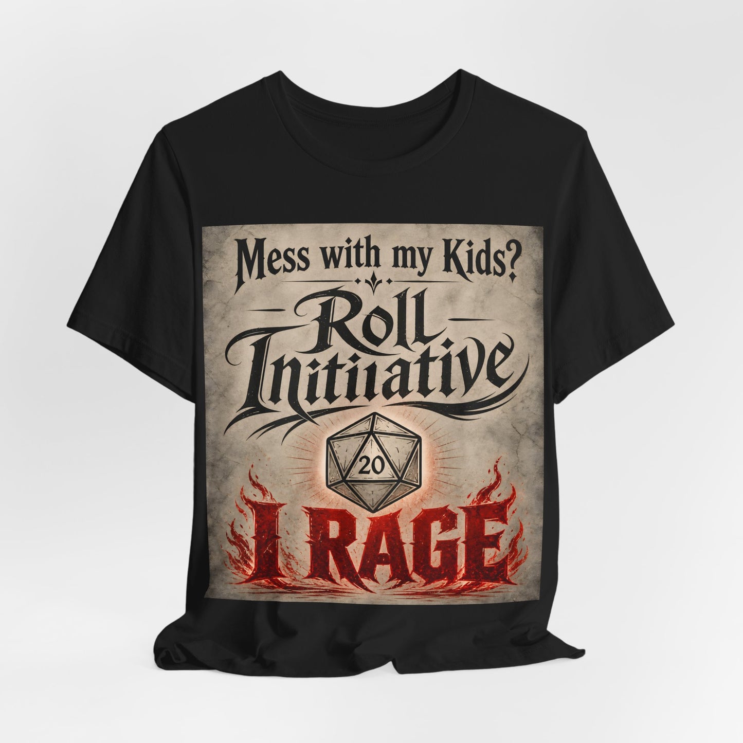 Mess With My Kids Roll Initiative I Rage Shirt | Funny TTRPG Dad Mom Tee | Tabletop RPG Parent Gift | D20 Barbarian Dice Tshirt