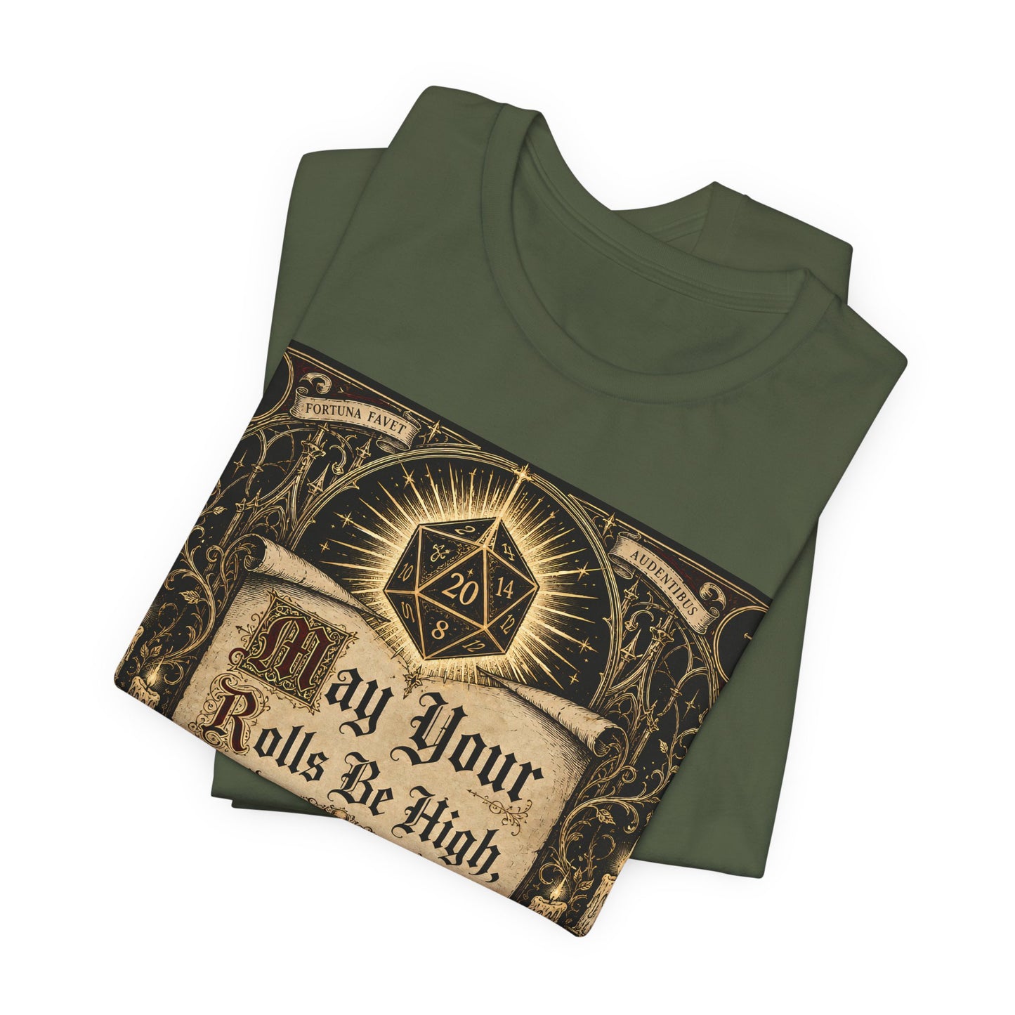 May Your Rolls Be High Your GM Be Merciful Shirt | TTRPG Player Prayer Tee | Tabletop RPG Gift | D20 Dice Gamer Gothic Blessing