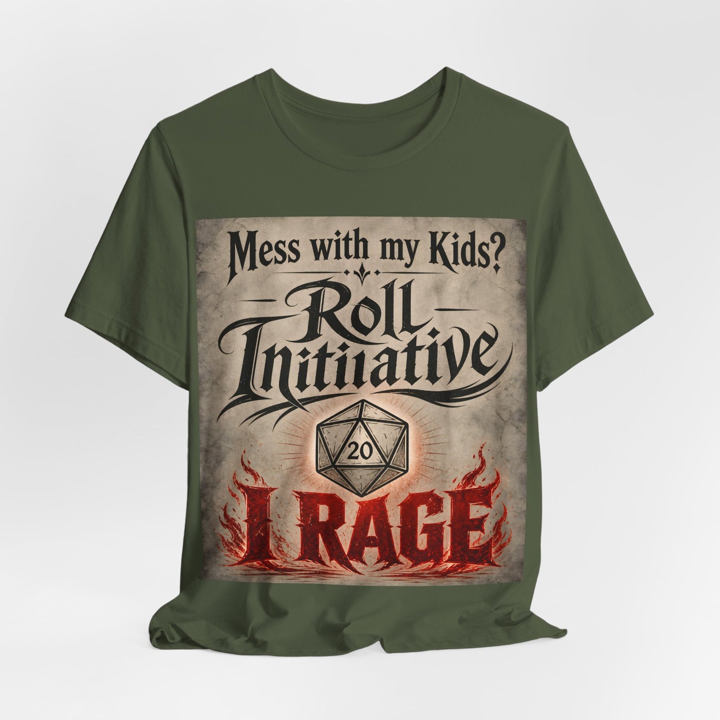 Mess With My Kids Roll Initiative I Rage Shirt | Funny TTRPG Dad Mom Tee | Tabletop RPG Parent Gift | D20 Barbarian Dice Tshirt
