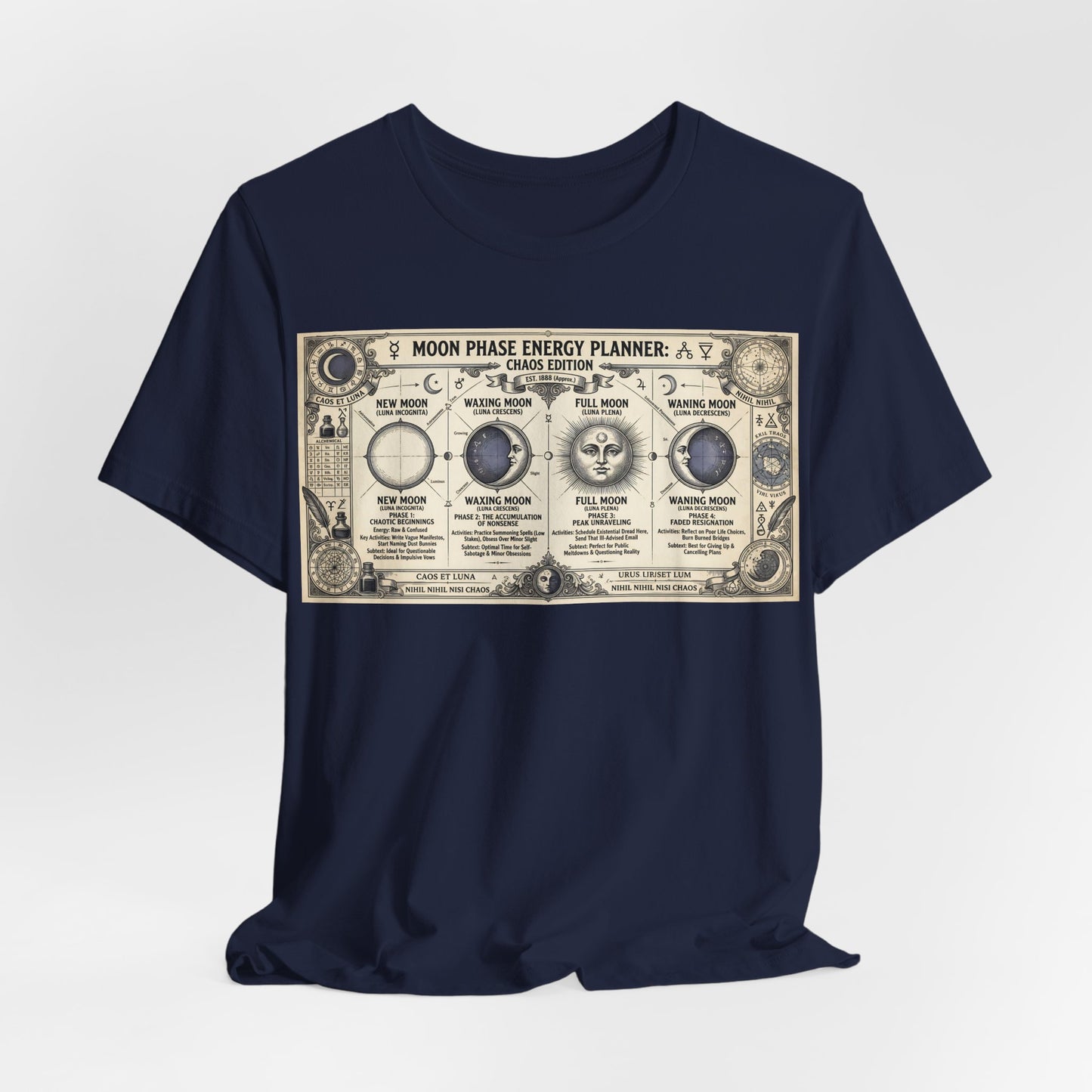 Moon Phase Energy Planner Chaos Edition Shirt | Pagan Witch Life Management Tee | Lunar Cycle Astrology Gift | Witchy Planner Tshirt