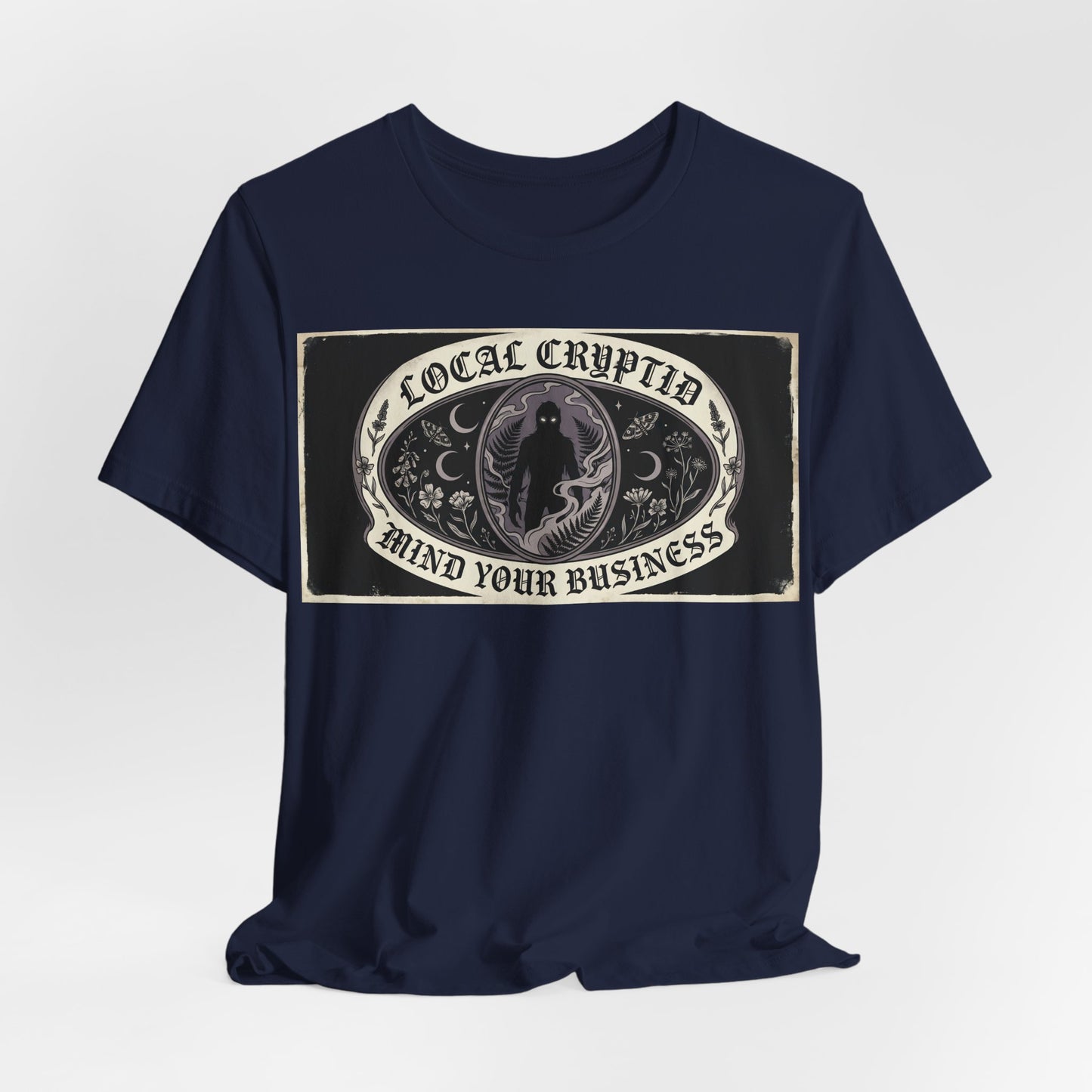 Local Cryptid Mind Your Business Shirt | Funny Goth Introvert Tee | Weird Girl Aesthetic Gift | Cryptid Sighting Vintage Poster Style