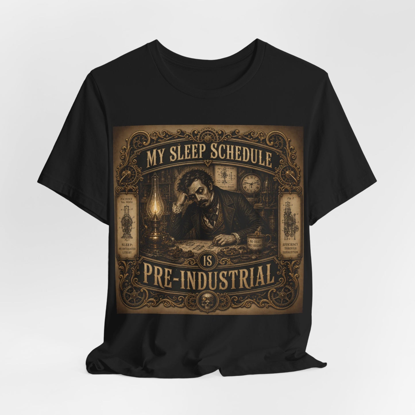 My Sleep Schedule Is Pre-Industrial Shirt | Funny Steampunk Night Owl Tee | Victorian Insomnia Gift | Goth Introvert Pocket Watch