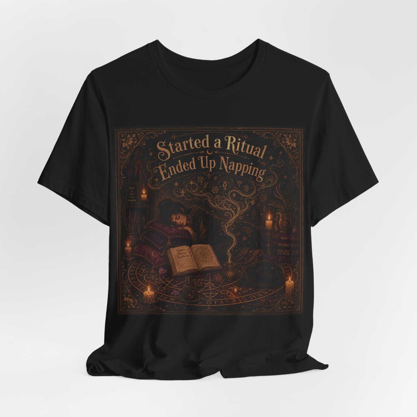 Started a Ritual Ended Up Napping Shirt | Funny Pagan Witch Tee | Tired Spiritual Practitioner Gift | Meditation Sleepy Witchcraft