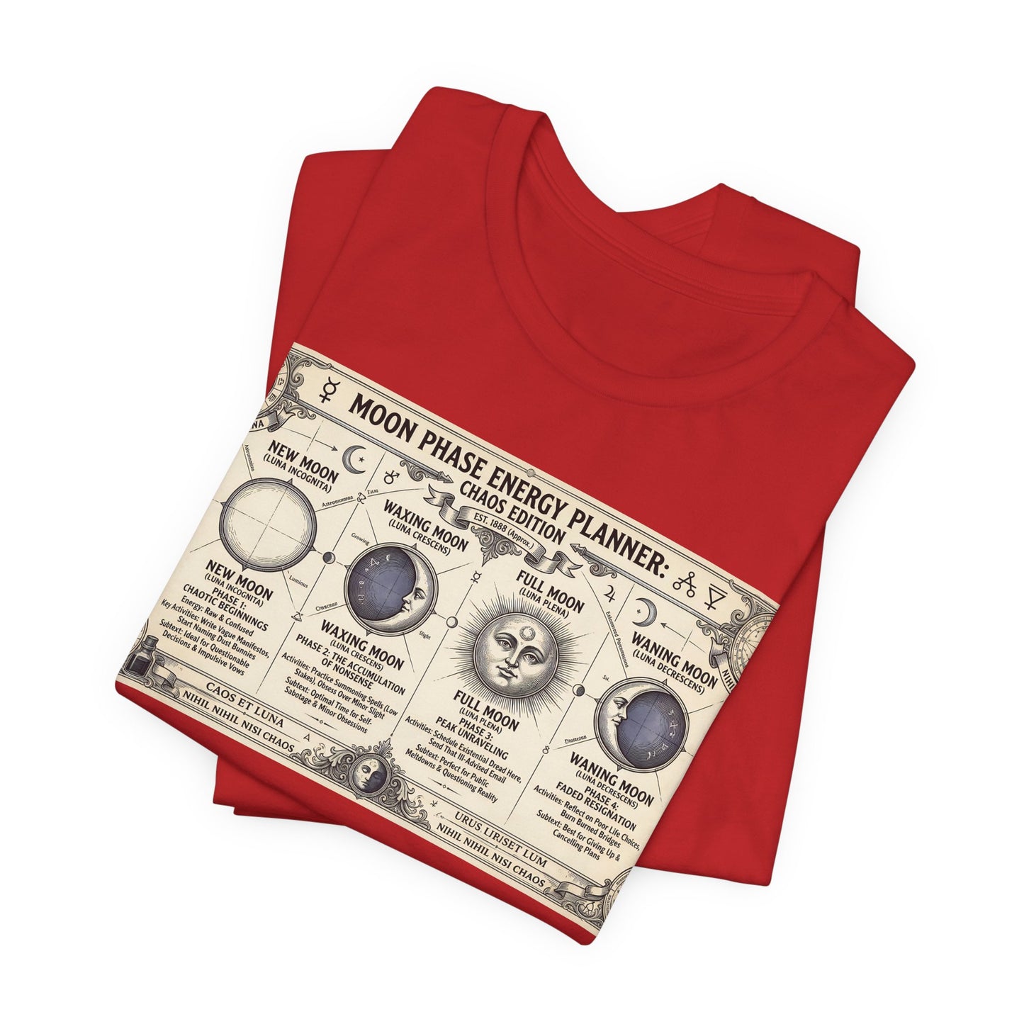 Moon Phase Energy Planner Chaos Edition Shirt | Pagan Witch Life Management Tee | Lunar Cycle Astrology Gift | Witchy Planner Tshirt