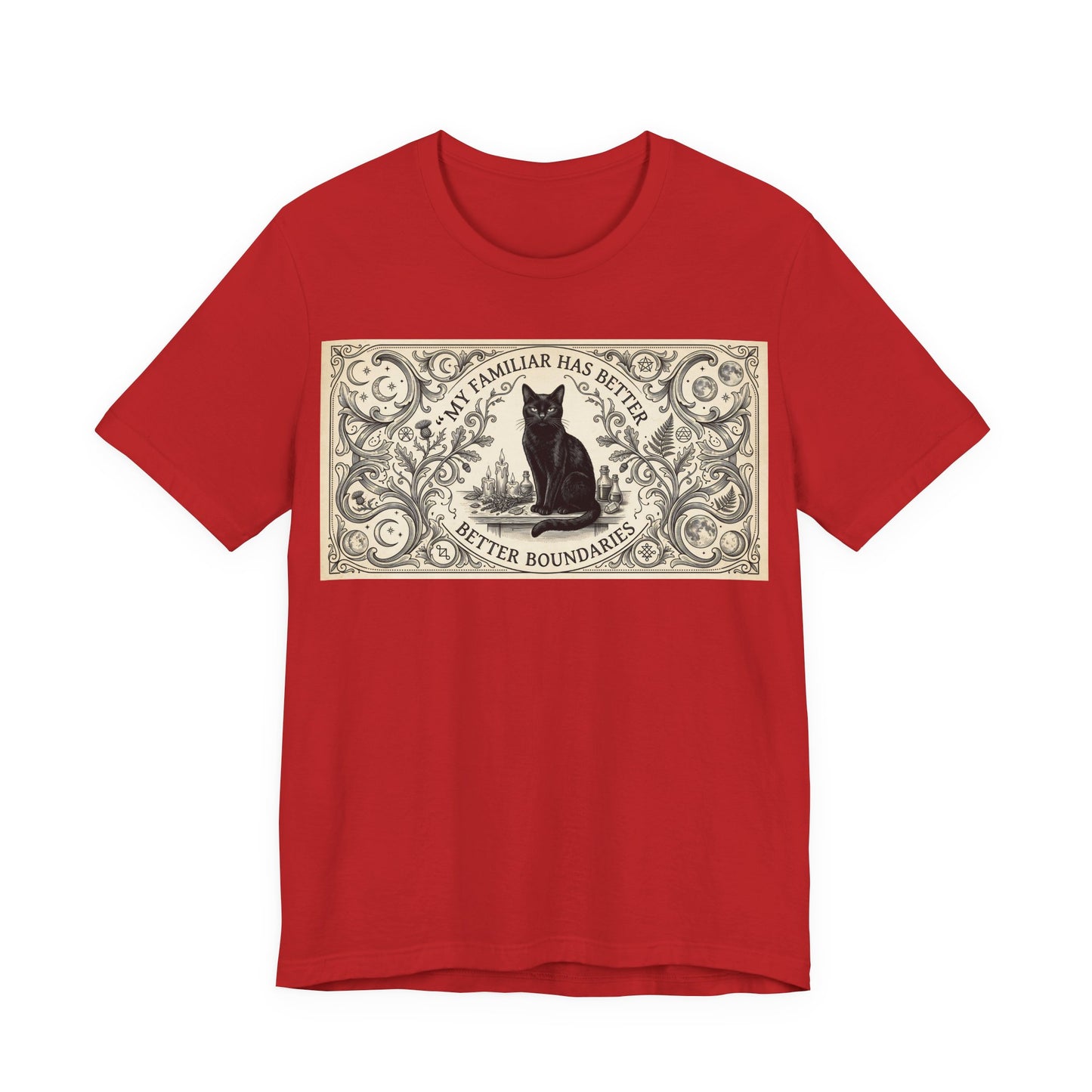 My Familiar Has Better Boundaries Shirt | Funny Witch Cat Tee | Pagan Witchcraft Unisex Tshirt | Wiccan Altar Humor Gift | Witchy Sarcasm
