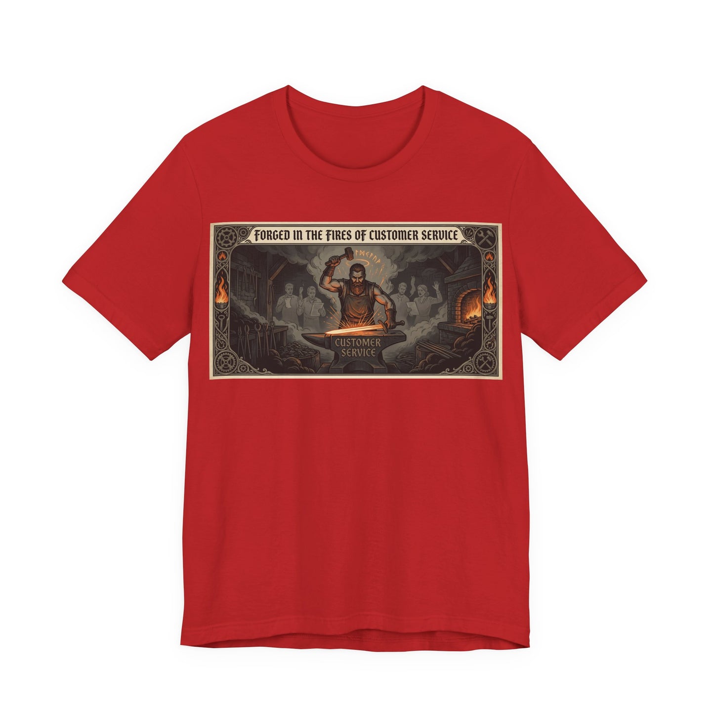 Forged in the Fires of Customer Service Shirt | Funny Call Center Worker Tee | Fantasy Movie Poster Gift | Workplace Humor Sarcasm