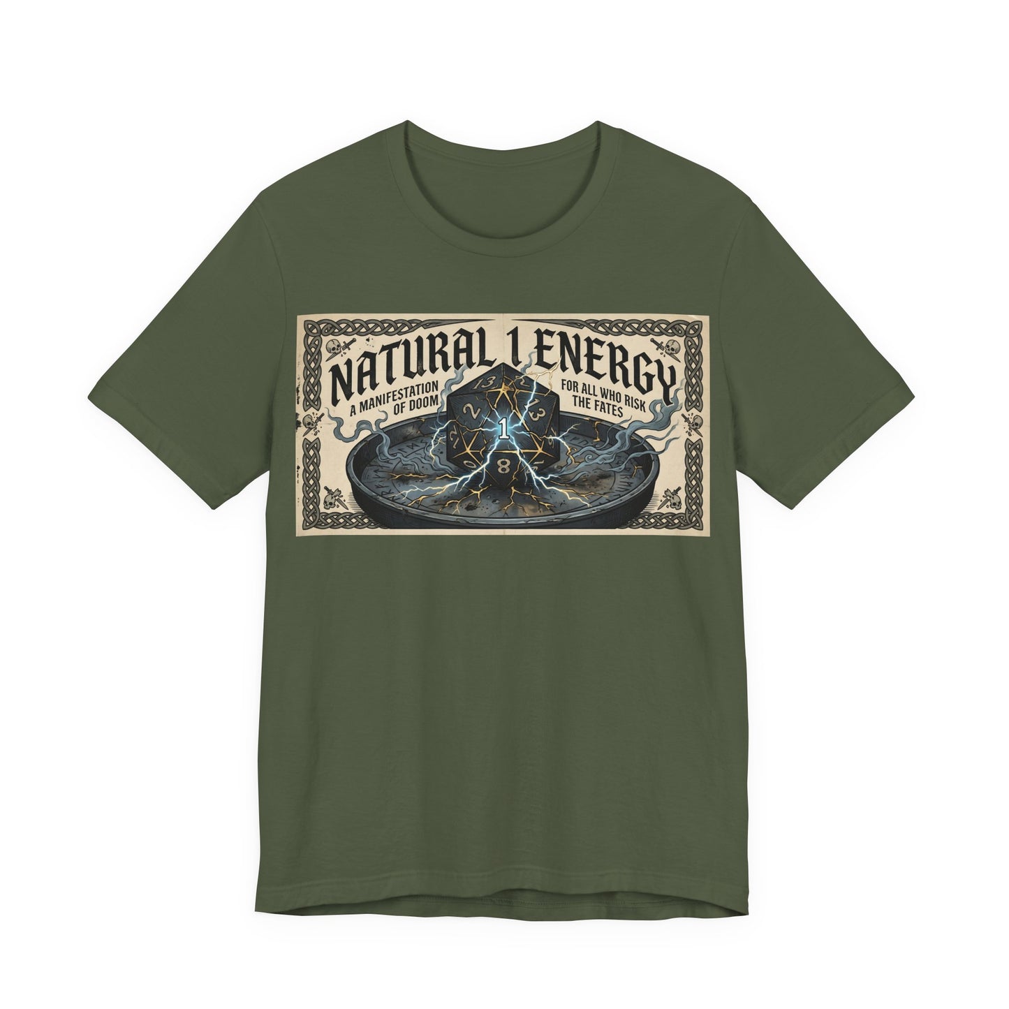 Natural 1 Energy Shirt | Funny TTRPG Gamer Tee | Dice Goblin Gift | Tabletop RPG Critical Fail d20 Bad Roll Nerd Apparel