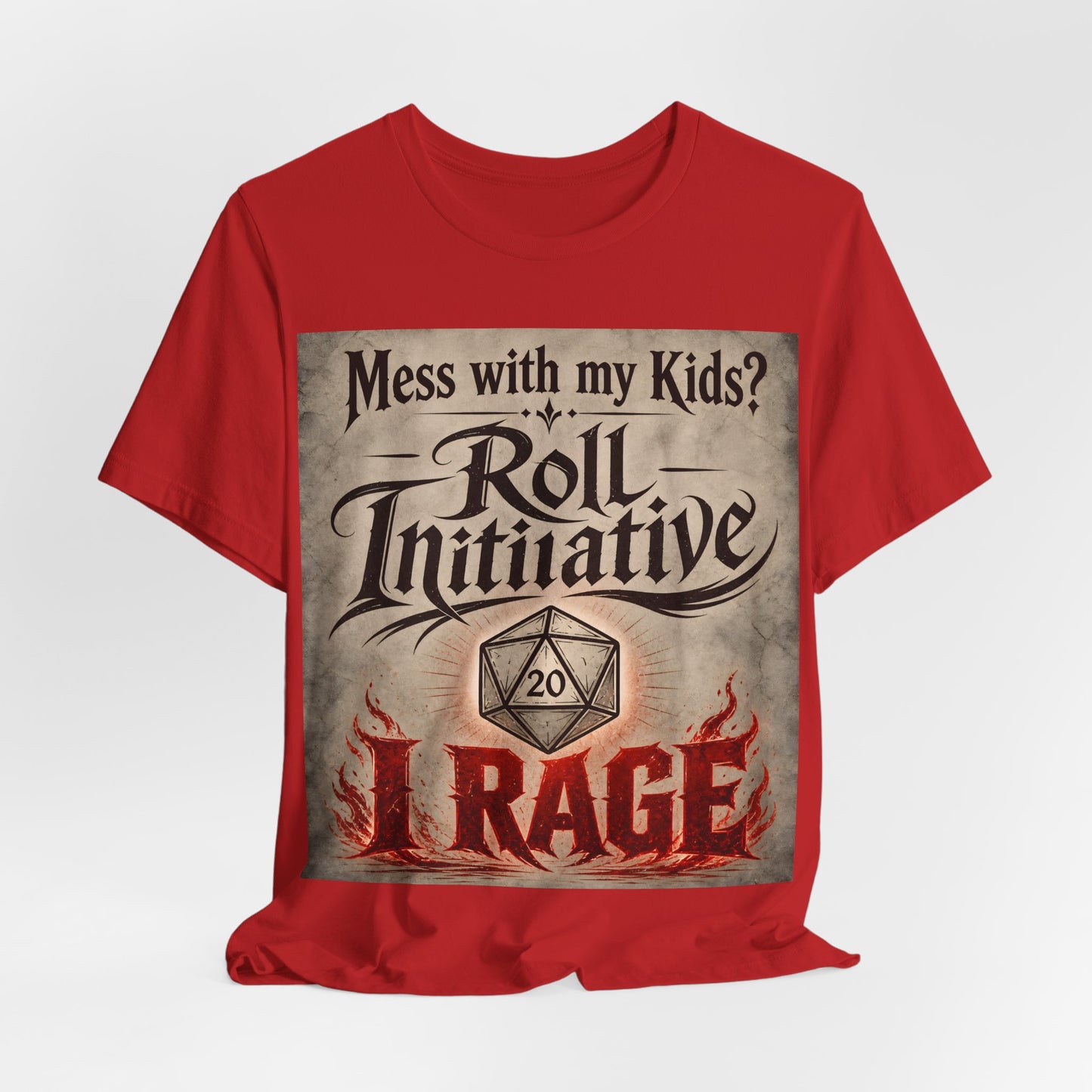 Mess With My Kids Roll Initiative I Rage Shirt | Funny TTRPG Dad Mom Tee | Tabletop RPG Parent Gift | D20 Barbarian Dice Tshirt