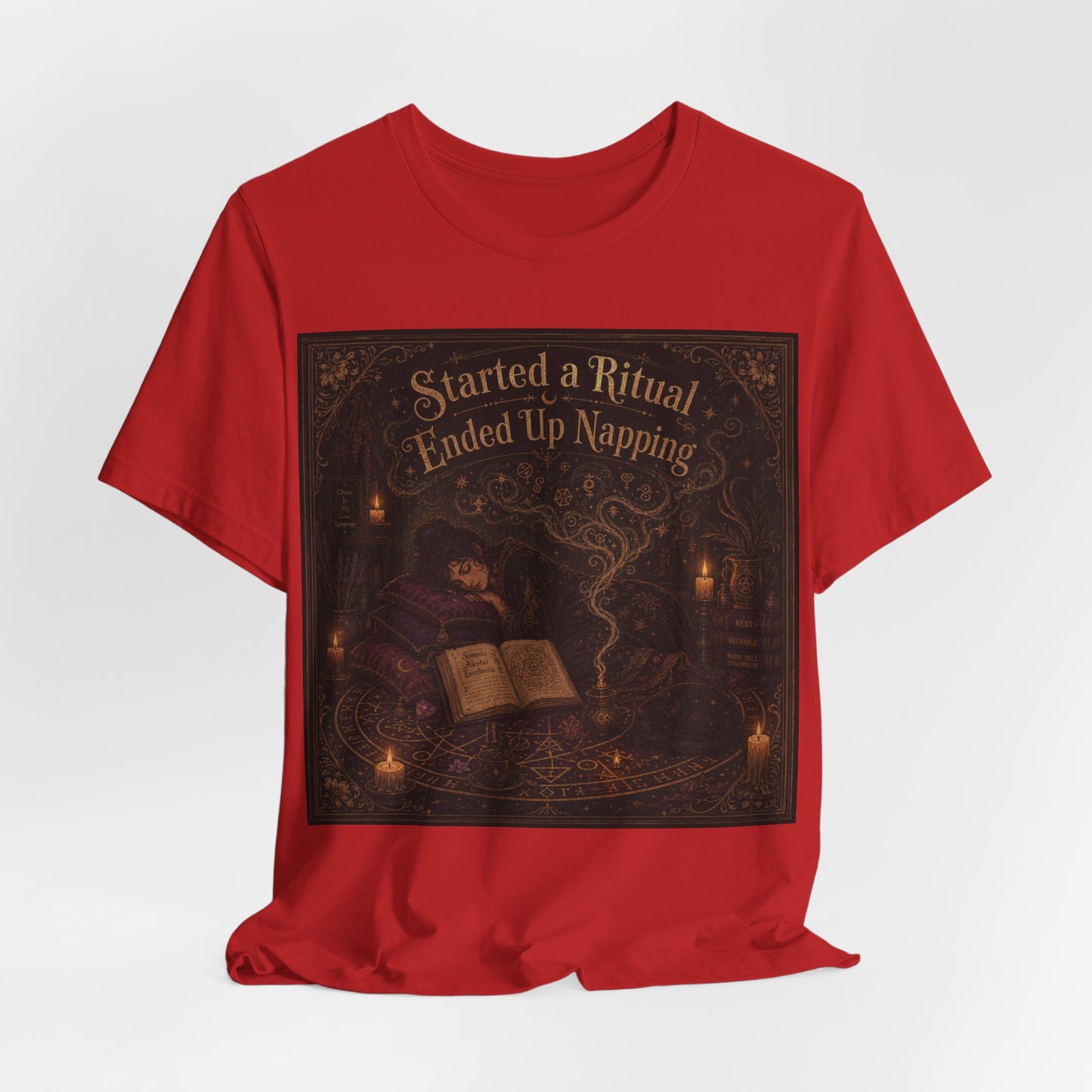 Started a Ritual Ended Up Napping Shirt | Funny Pagan Witch Tee | Tired Spiritual Practitioner Gift | Meditation Sleepy Witchcraft