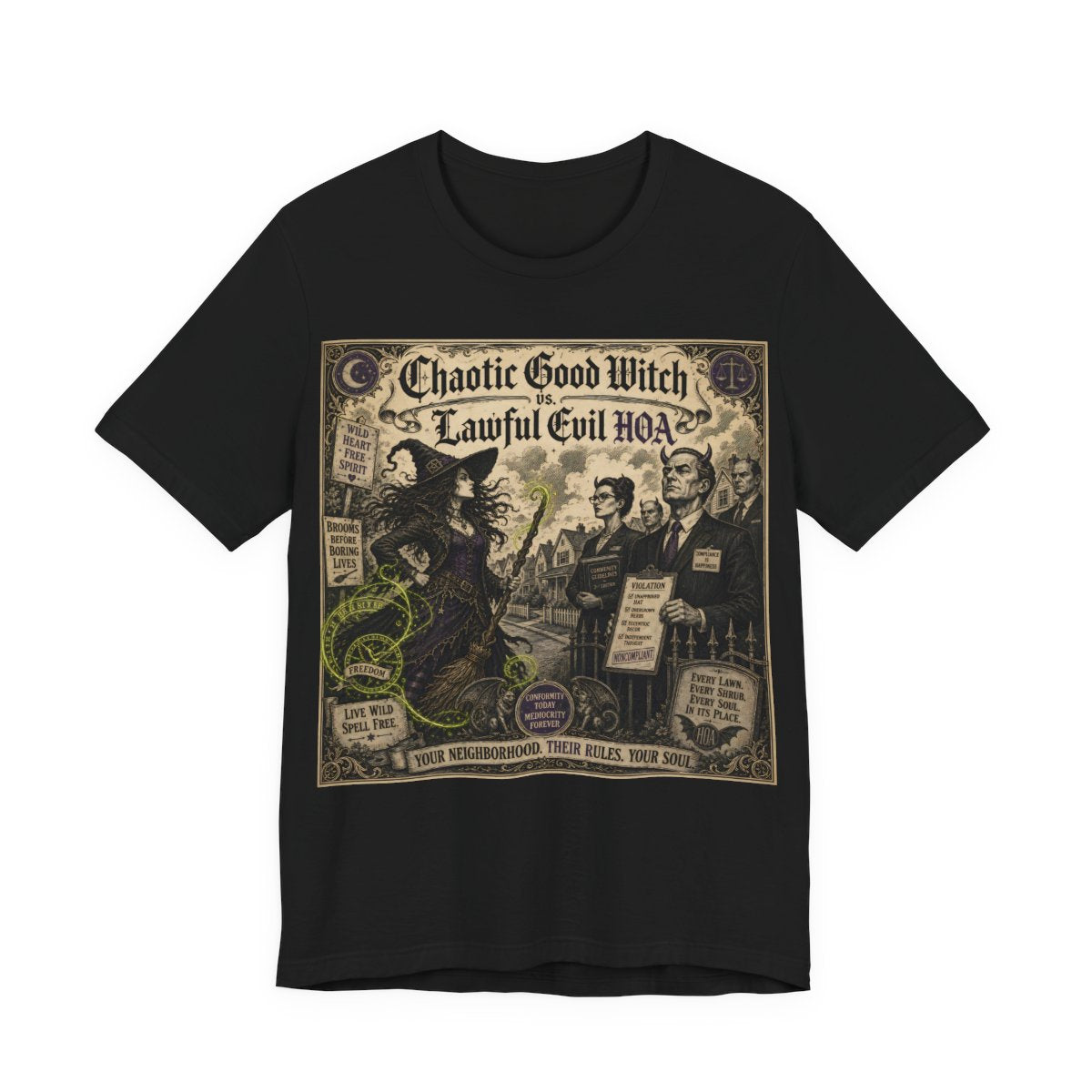Chaotic Good Witch Lawful Evil HOA Shirt | Funny Pagan Alignment Tee | Witchcraf - Black