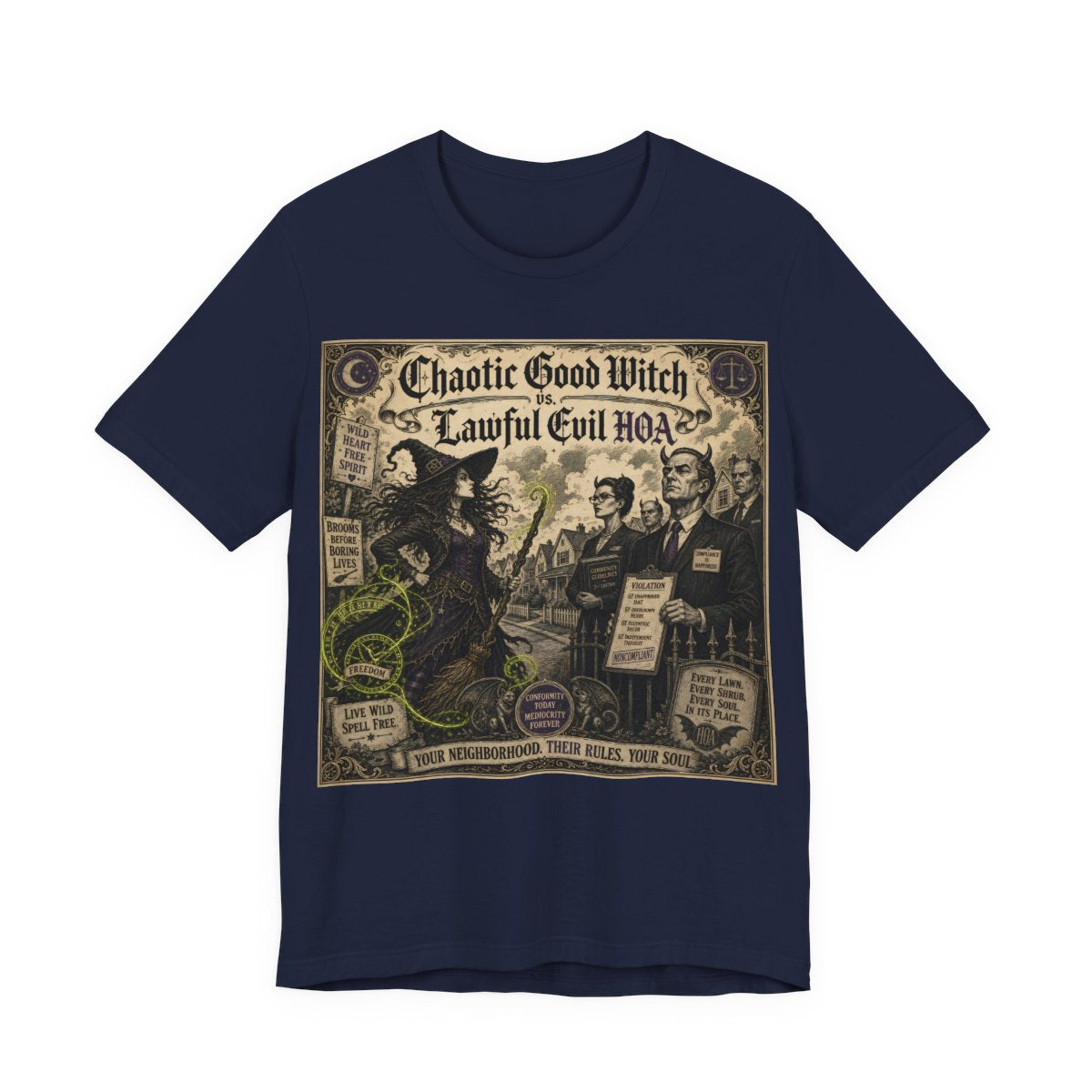 Chaotic Good Witch Lawful Evil HOA Shirt | Funny Pagan Alignment Tee | Witchcraf - Navy