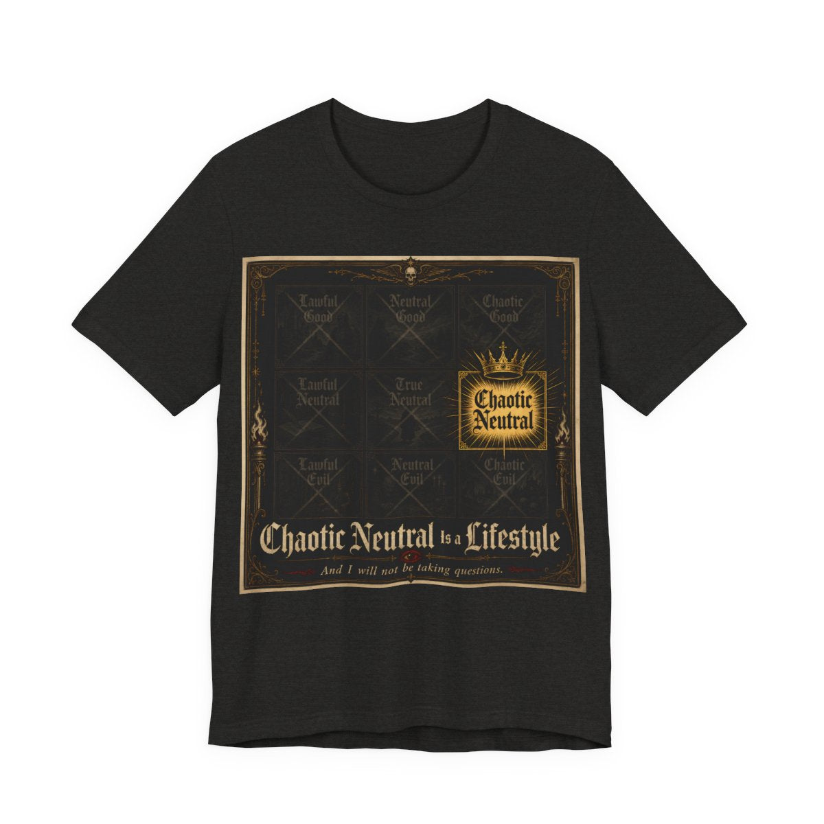 Chaotic Neutral Is a Lifestyle Shirt | TTRPG Alignment Chart Tee | Tabletop RPG  - Black Heather