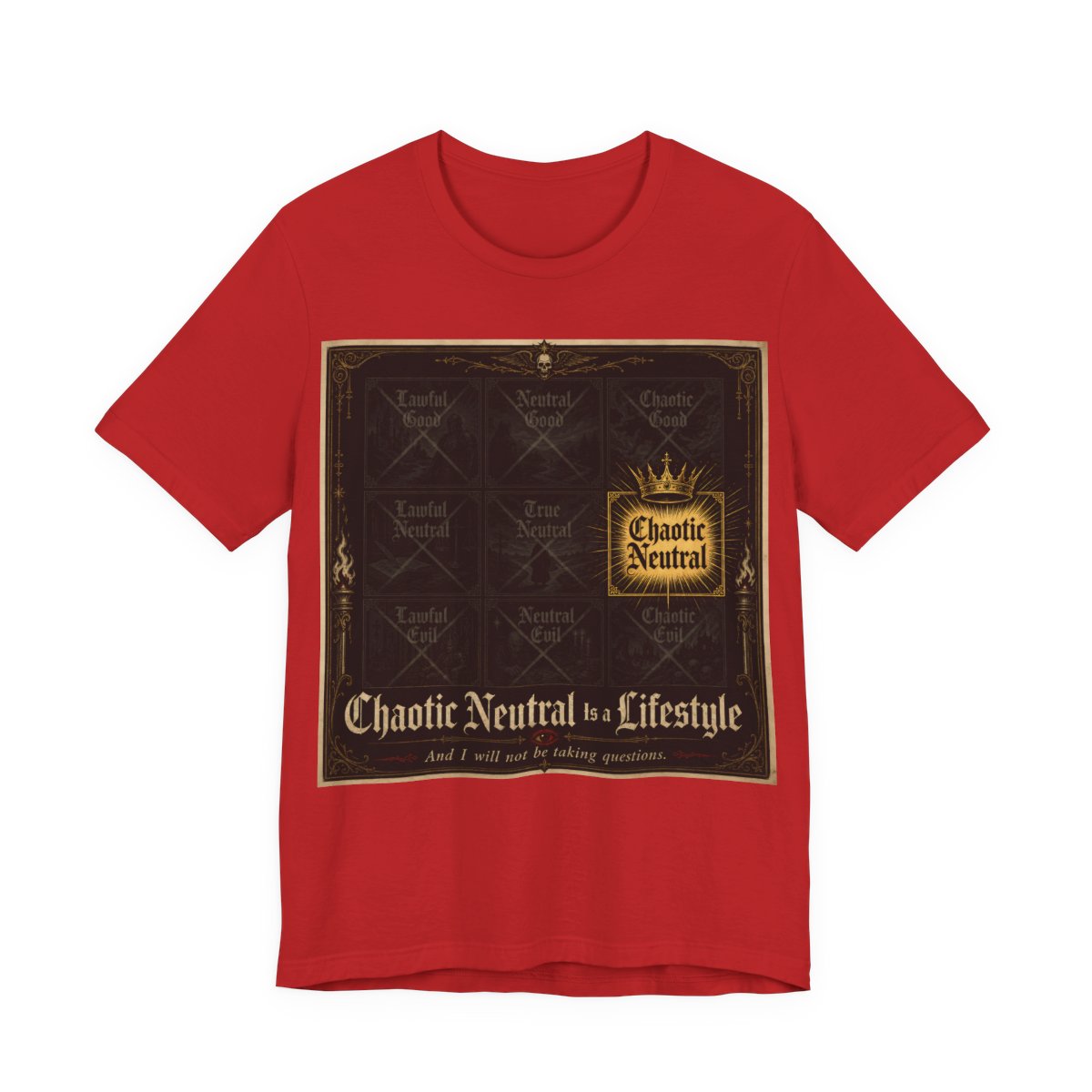 Chaotic Neutral Is a Lifestyle Shirt | TTRPG Alignment Chart Tee | Tabletop RPG  - Red