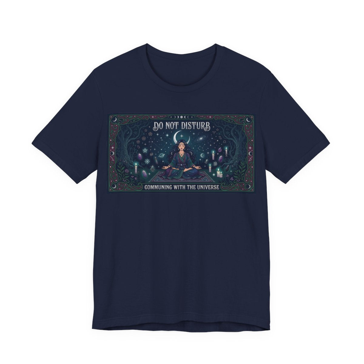 Do Not Disturb Communing With Universe Shirt | Pagan Witch Tee | Spiritual Intro - Navy