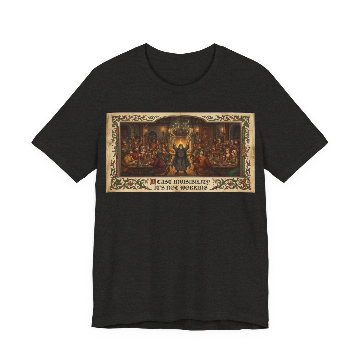 I Cast Invisibility It's Not Working Shirt | Funny TTRPG Social Anxiety Tee | Ta - Black Heather